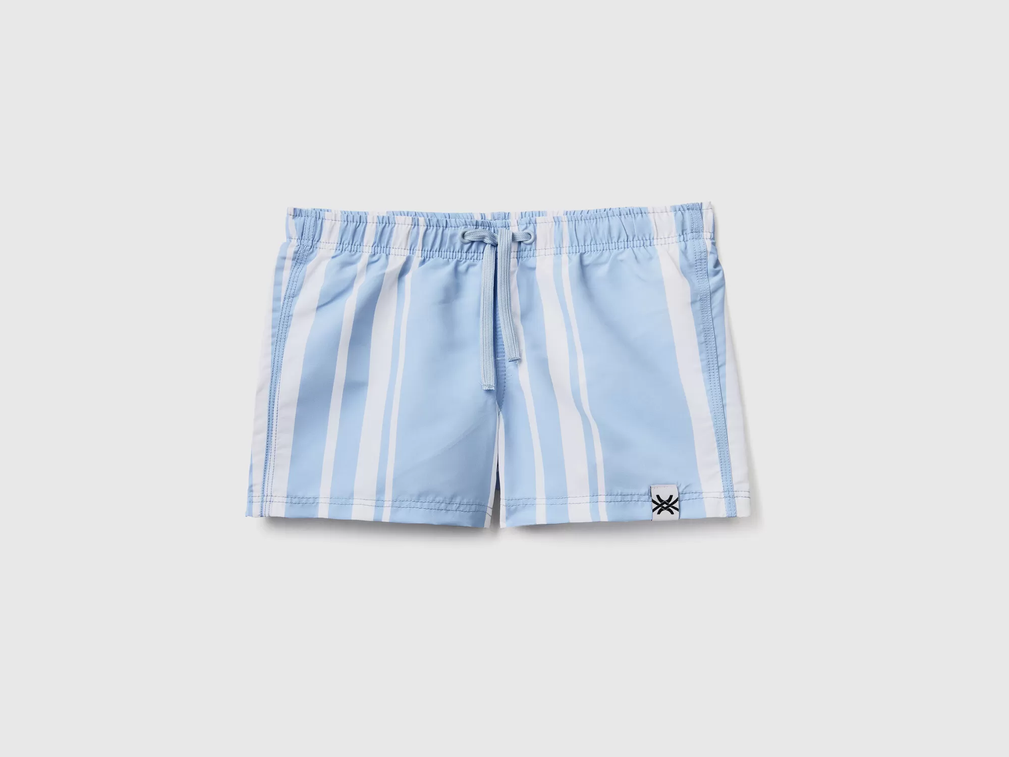 Benetton Banador Boxer Celeste Con Rayas-Niños Banadores Y Ropa De Playa