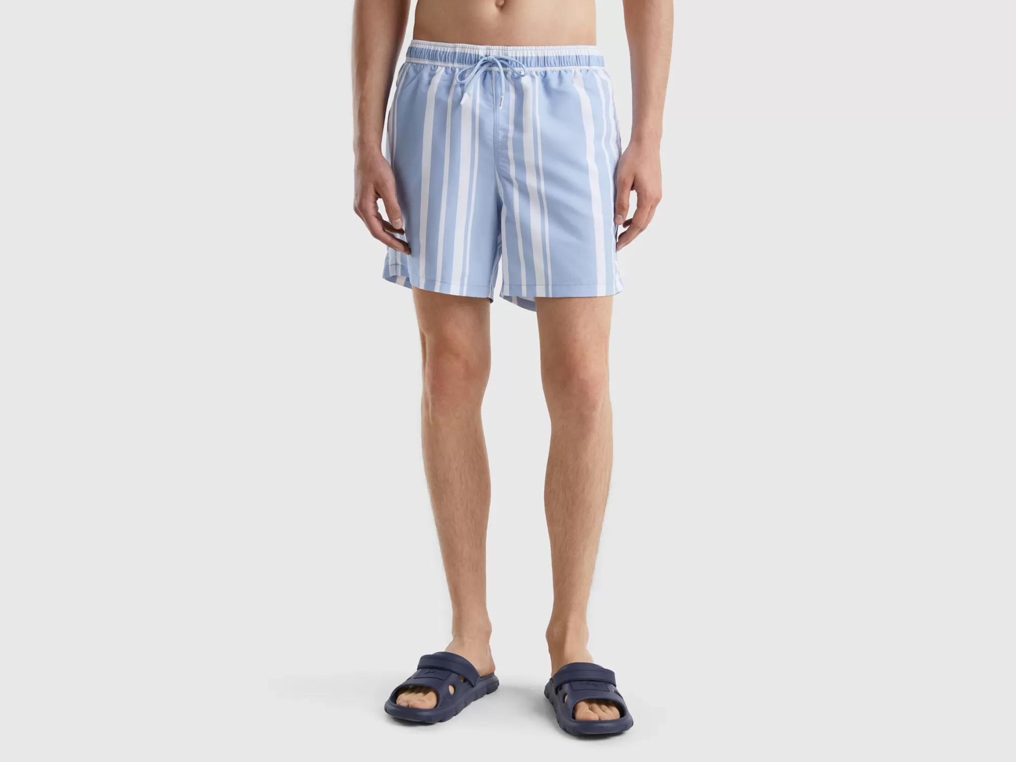 Benetton Banador Boxer Celeste Con Rayas-Hombre Banadores Y Ropa De Playa