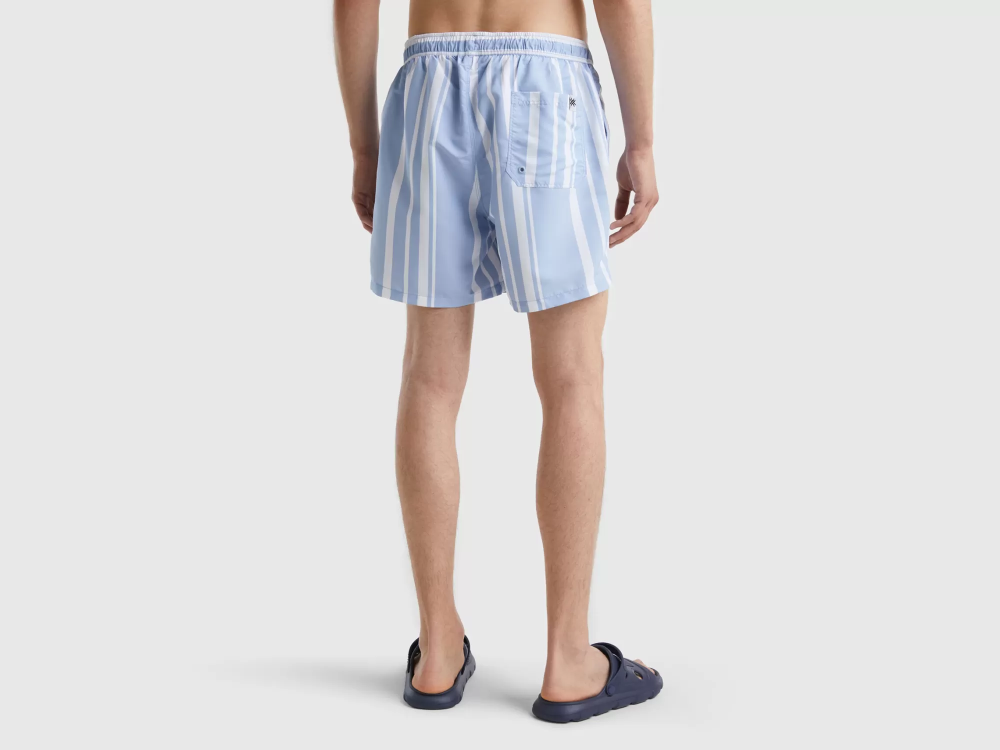 Benetton Banador Boxer Celeste Con Rayas-Hombre Banadores Y Ropa De Playa