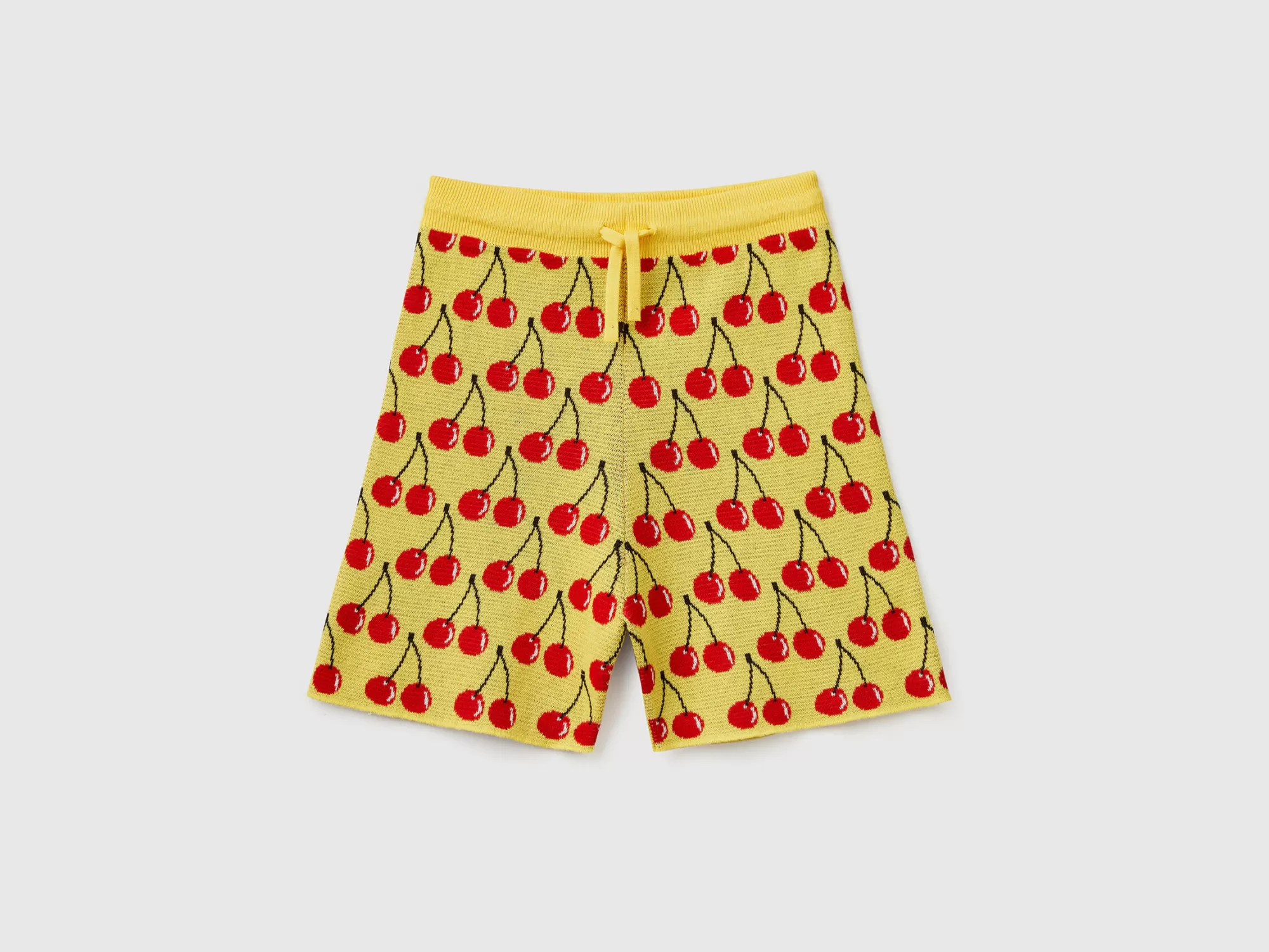 Benetton Bermudas Amarillas Con Estampado De Cerezas-Niños Pantalones Y Vaqueros