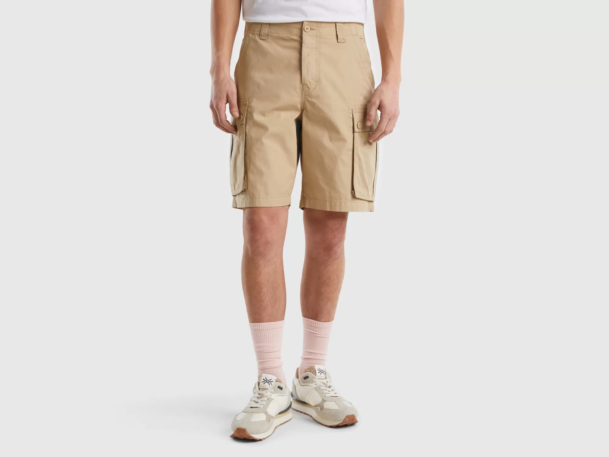 Benetton Bermudas Cargo De 100 % Algodón-Hombre Pantalones Y Chinos