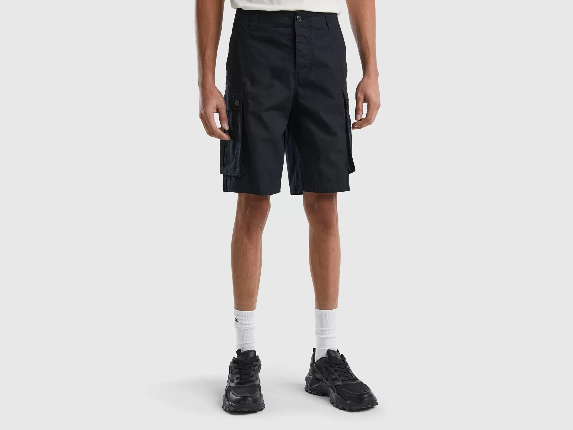 Benetton Bermudas Cargo De 100 % Algodón-Hombre Pantalones Y Chinos