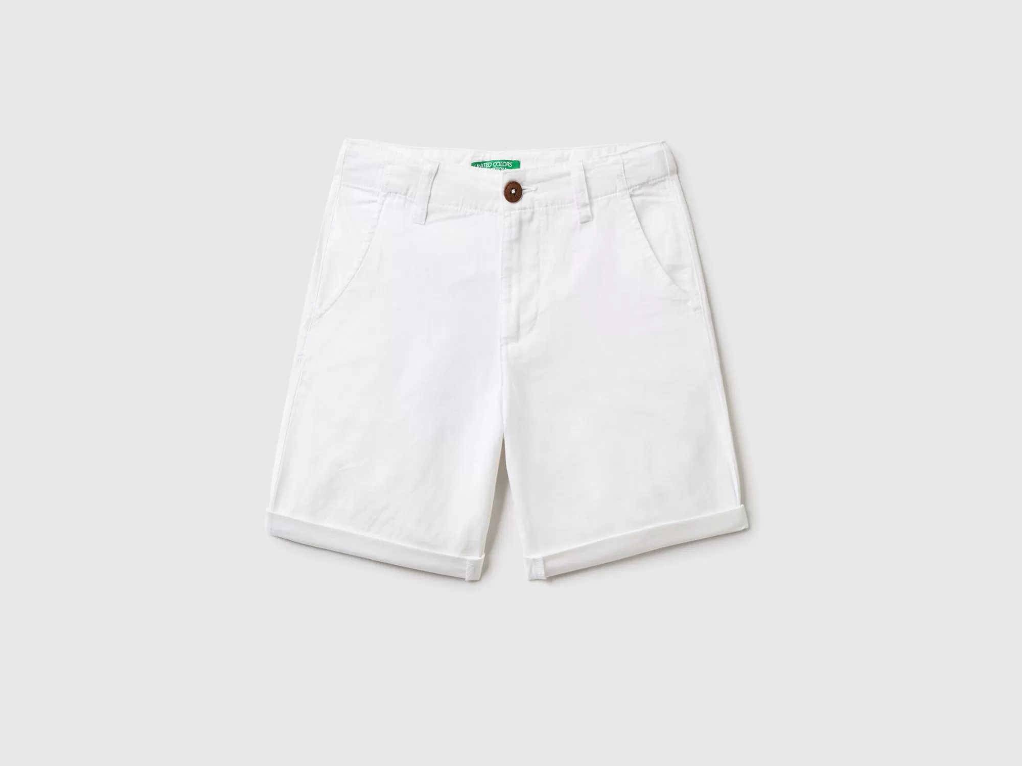 Benetton Bermudas Chinas De Lino Mixto-Niños Pantalones Y Vaqueros