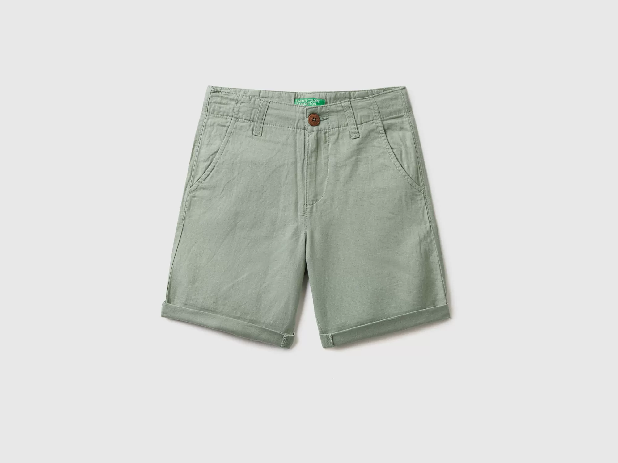 Benetton Bermudas Chinas De Lino Mixto-Niños Pantalones Y Vaqueros