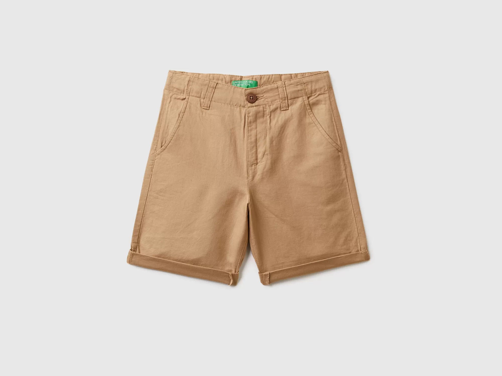 Benetton Bermudas Chinas De Lino Mixto-Niños Pantalones Y Vaqueros