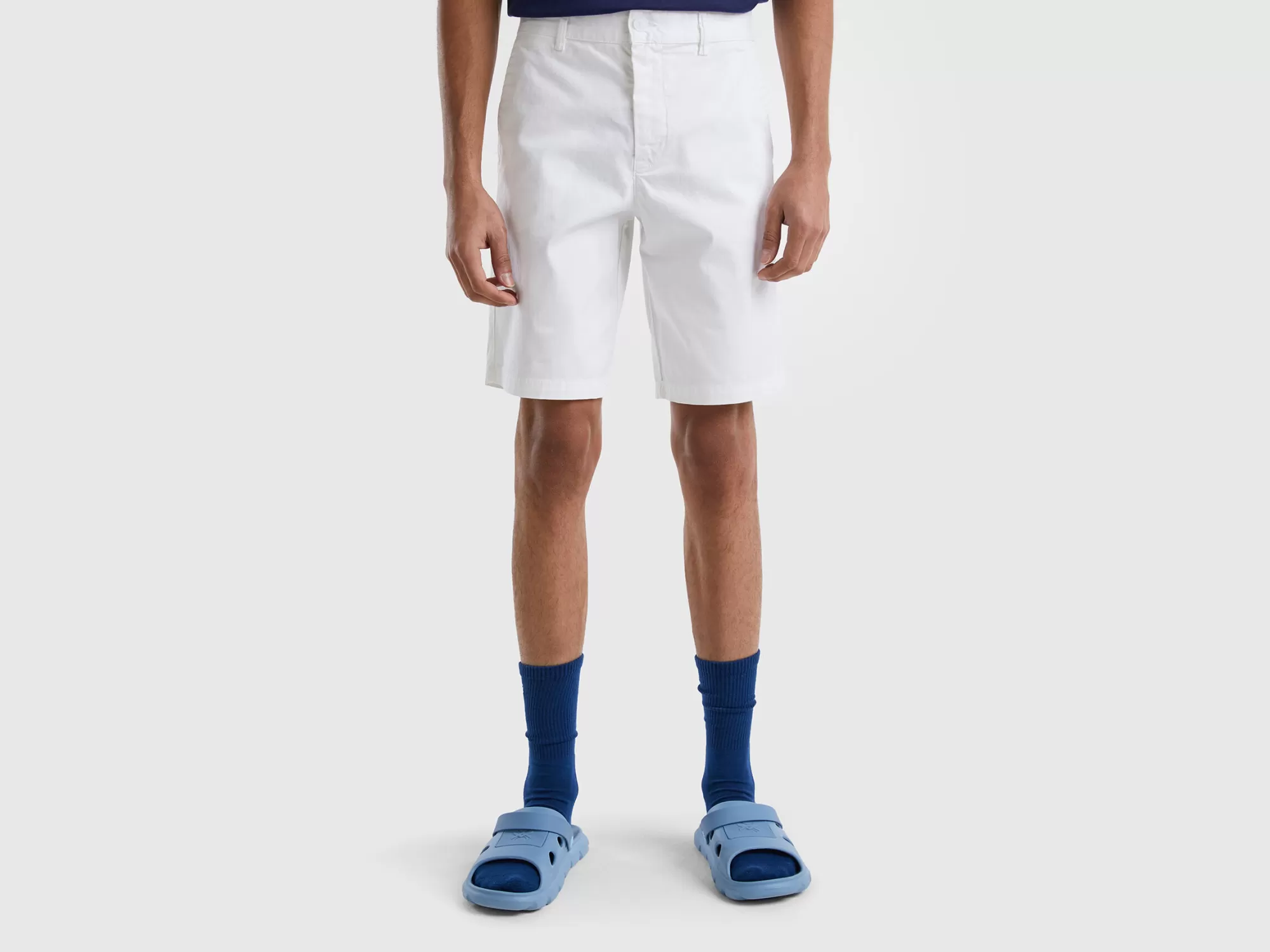 Benetton Bermudas Chinos De Algodón Elastico-Hombre Pantalones Y Chinos