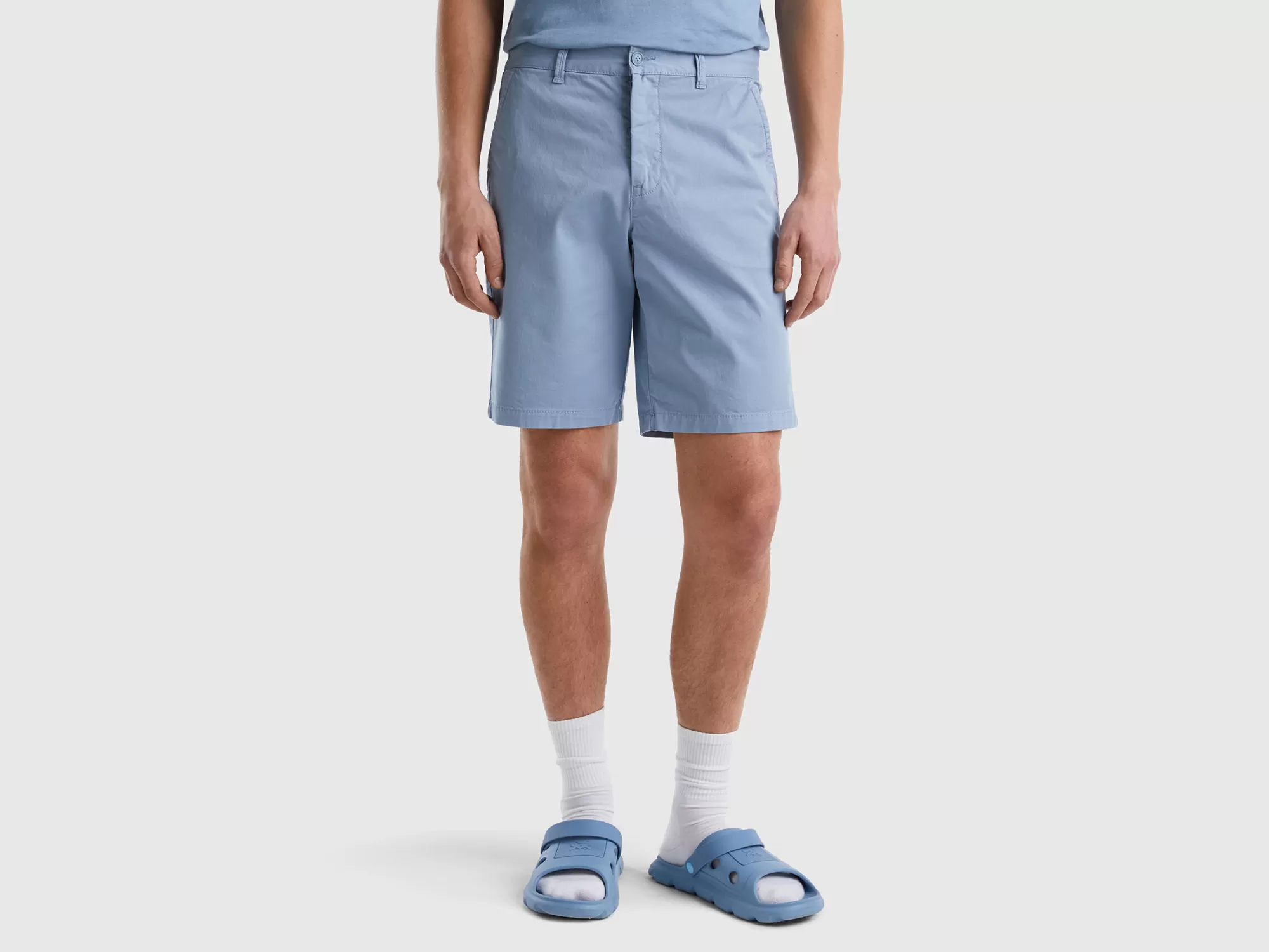 Benetton Bermudas Chinos De Algodón Elastico-Hombre Pantalones Y Chinos