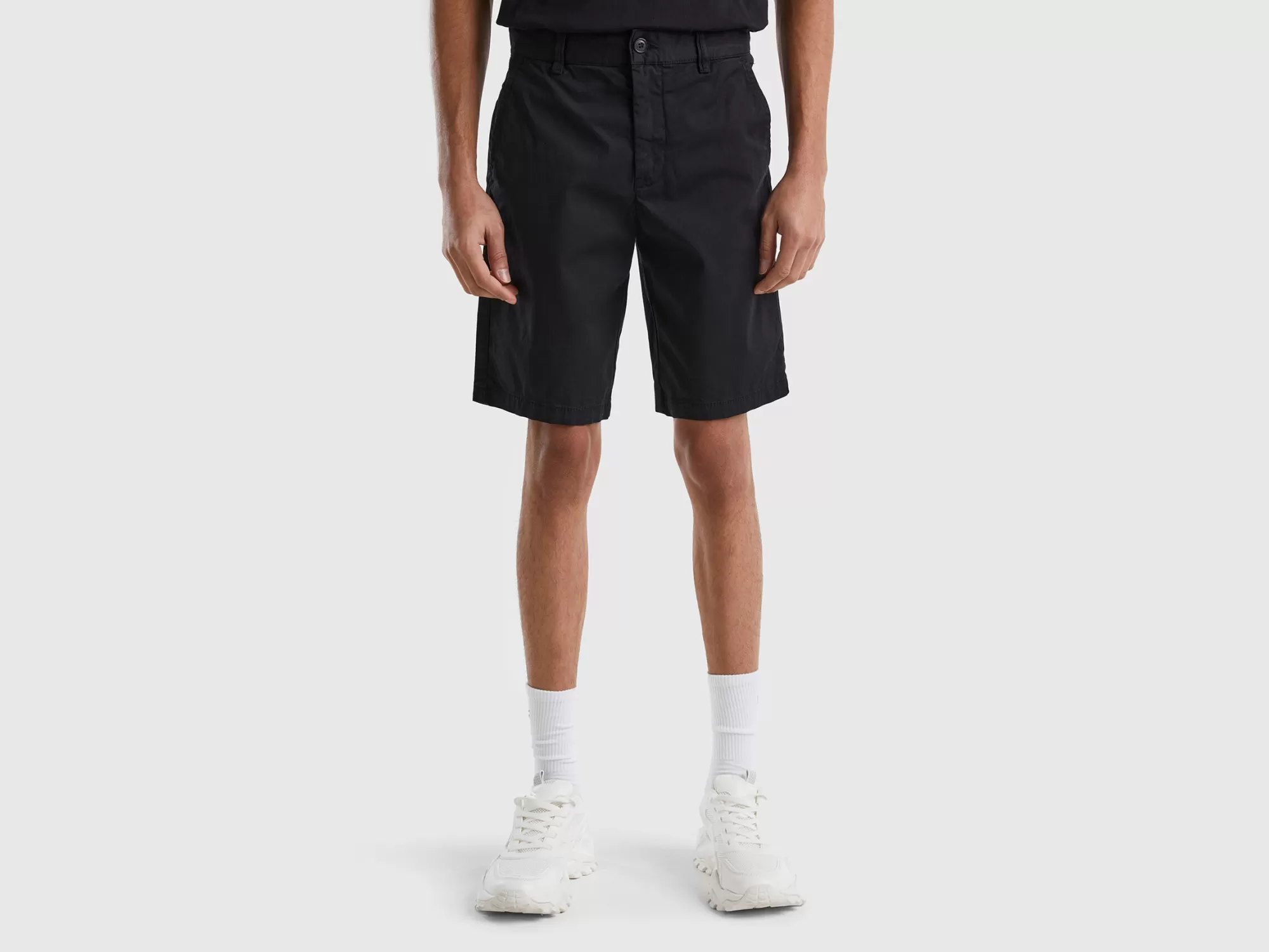 Benetton Bermudas Chinos De Algodón Elastico-Hombre Pantalones Y Chinos