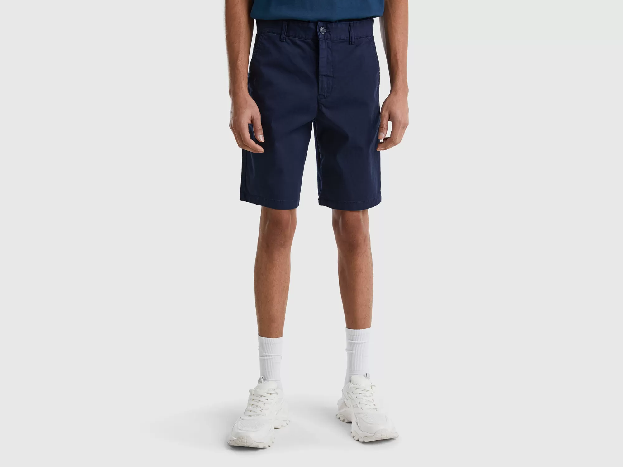 Benetton Bermudas Chinos De Algodón Elastico-Hombre Pantalones Y Chinos