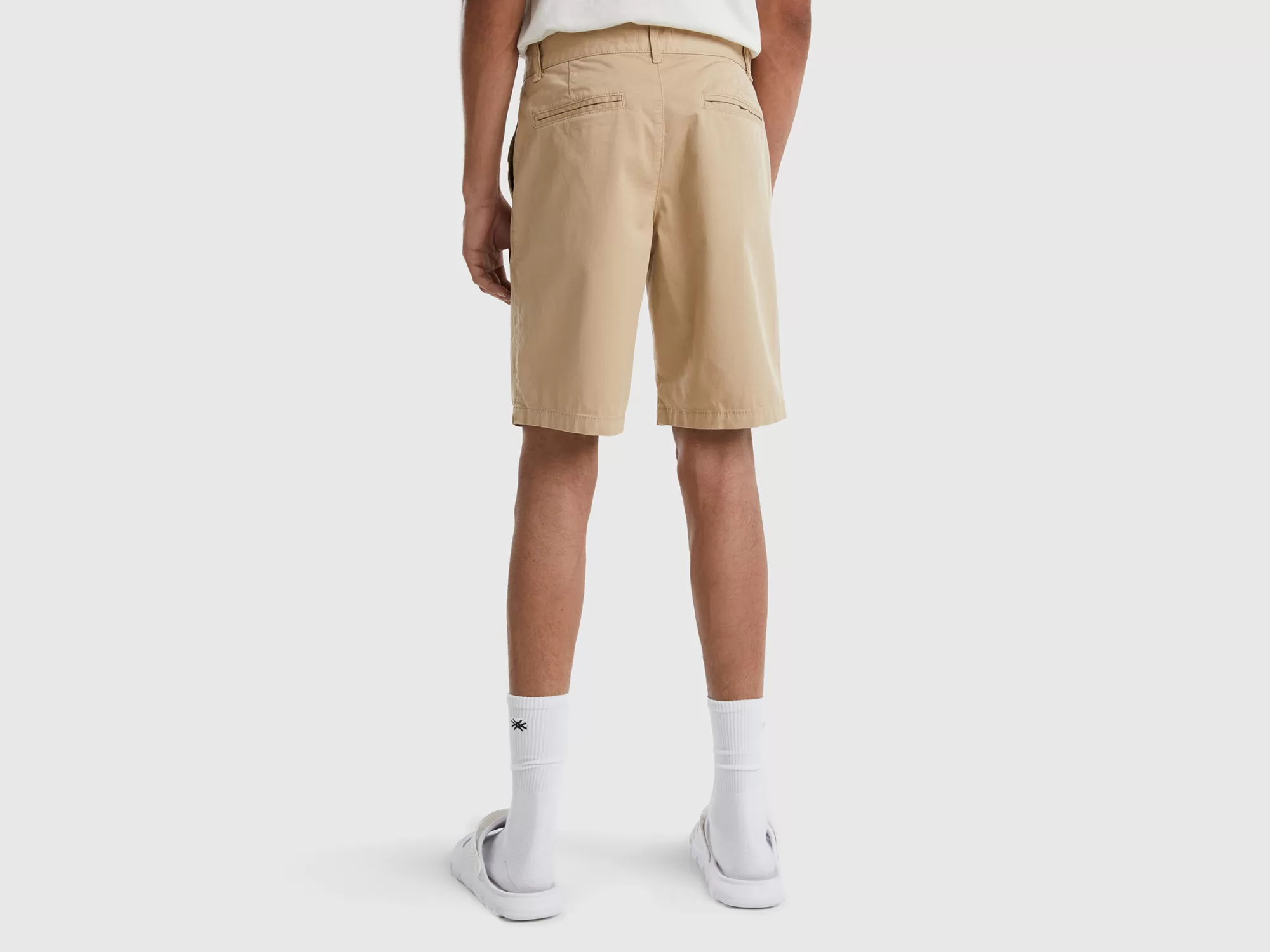 Benetton Bermudas Chinos De Algodón Elastico-Hombre Pantalones Y Chinos