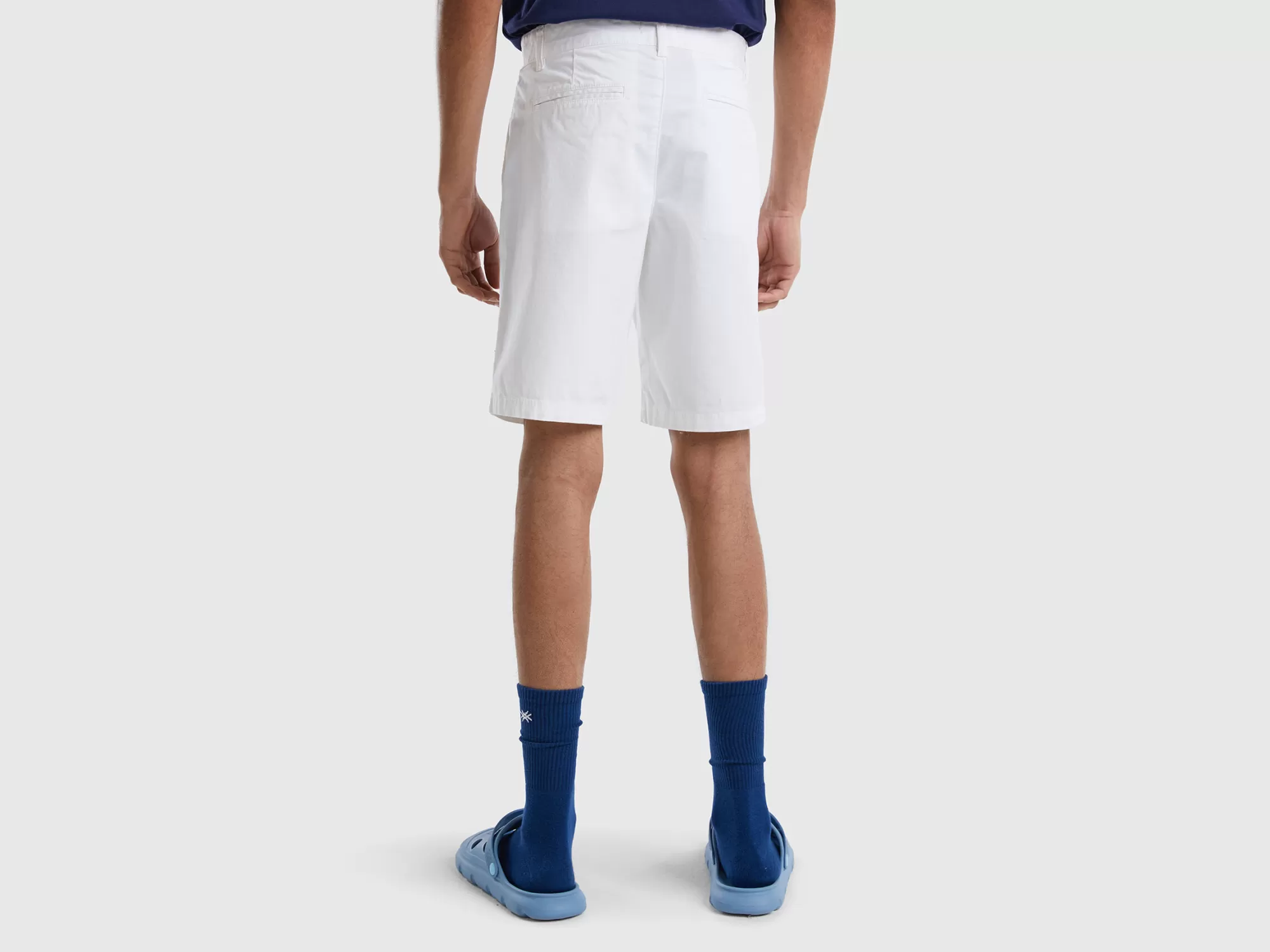 Benetton Bermudas Chinos De Algodón Elastico-Hombre Pantalones Y Chinos