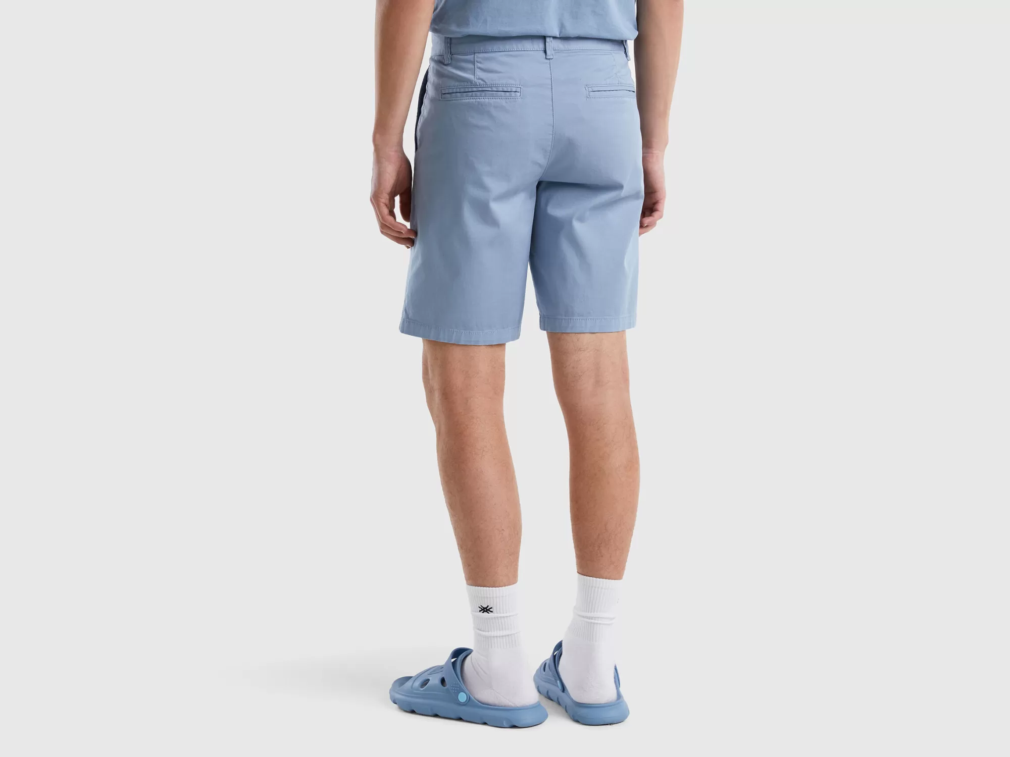 Benetton Bermudas Chinos De Algodón Elastico-Hombre Pantalones Y Chinos