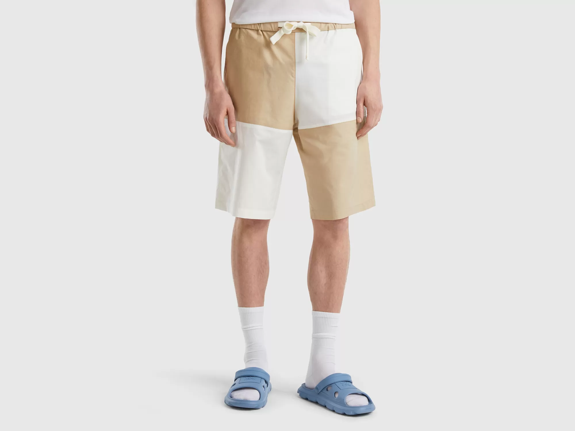 Benetton Bermudas Color Block-Hombre Pantalones Y Chinos