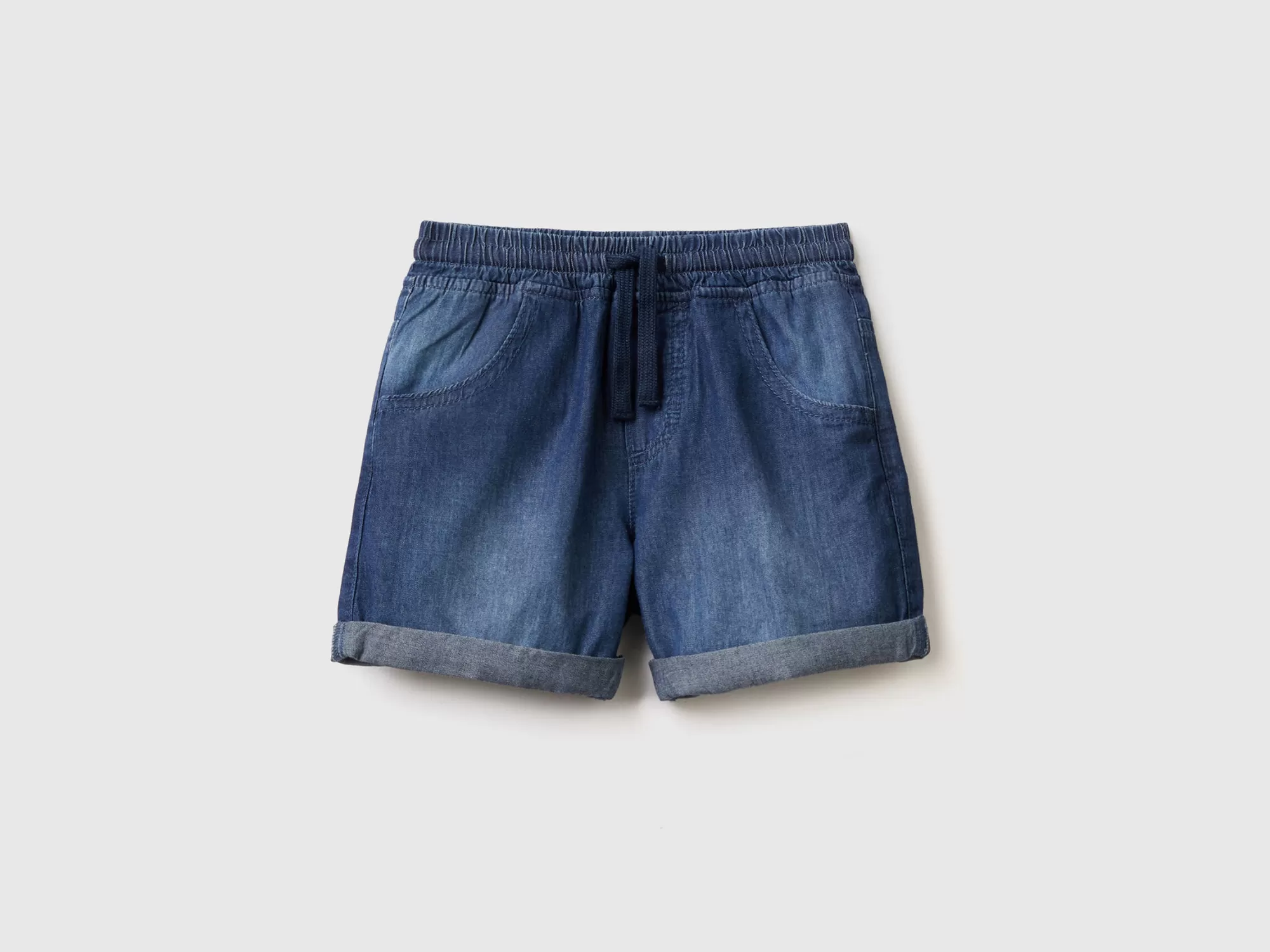 Benetton Bermudas Con Efecto Vaquero Y Cordon-Niños Pantalones Y Vaqueros