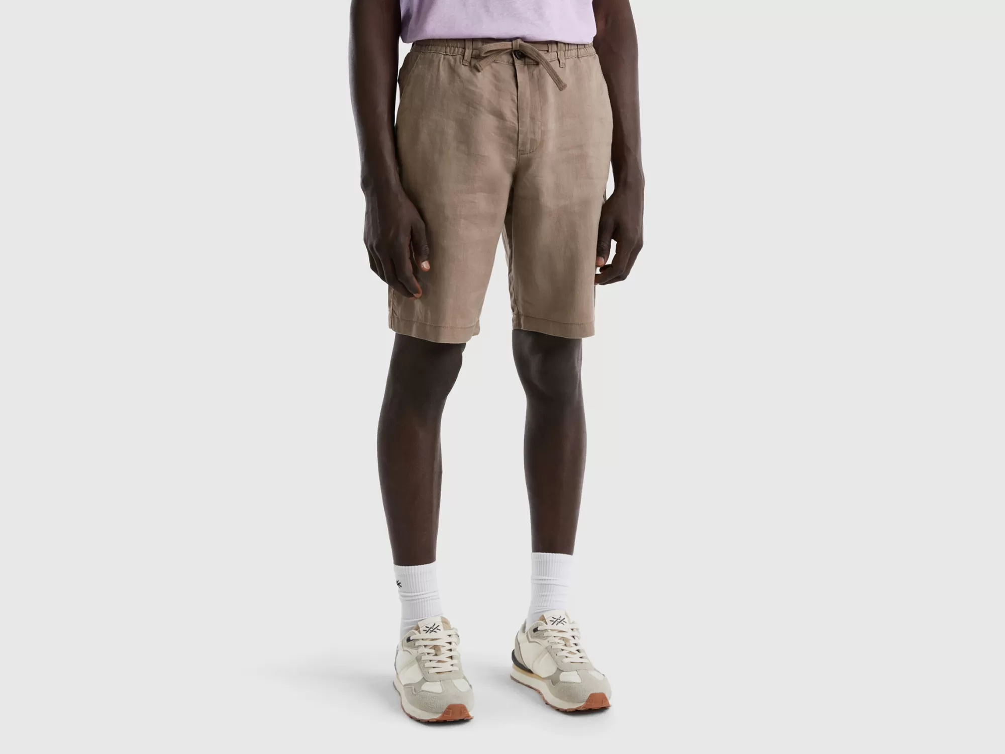 Benetton Bermudas De 100 % Lino-Hombre Pantalones Y Chinos