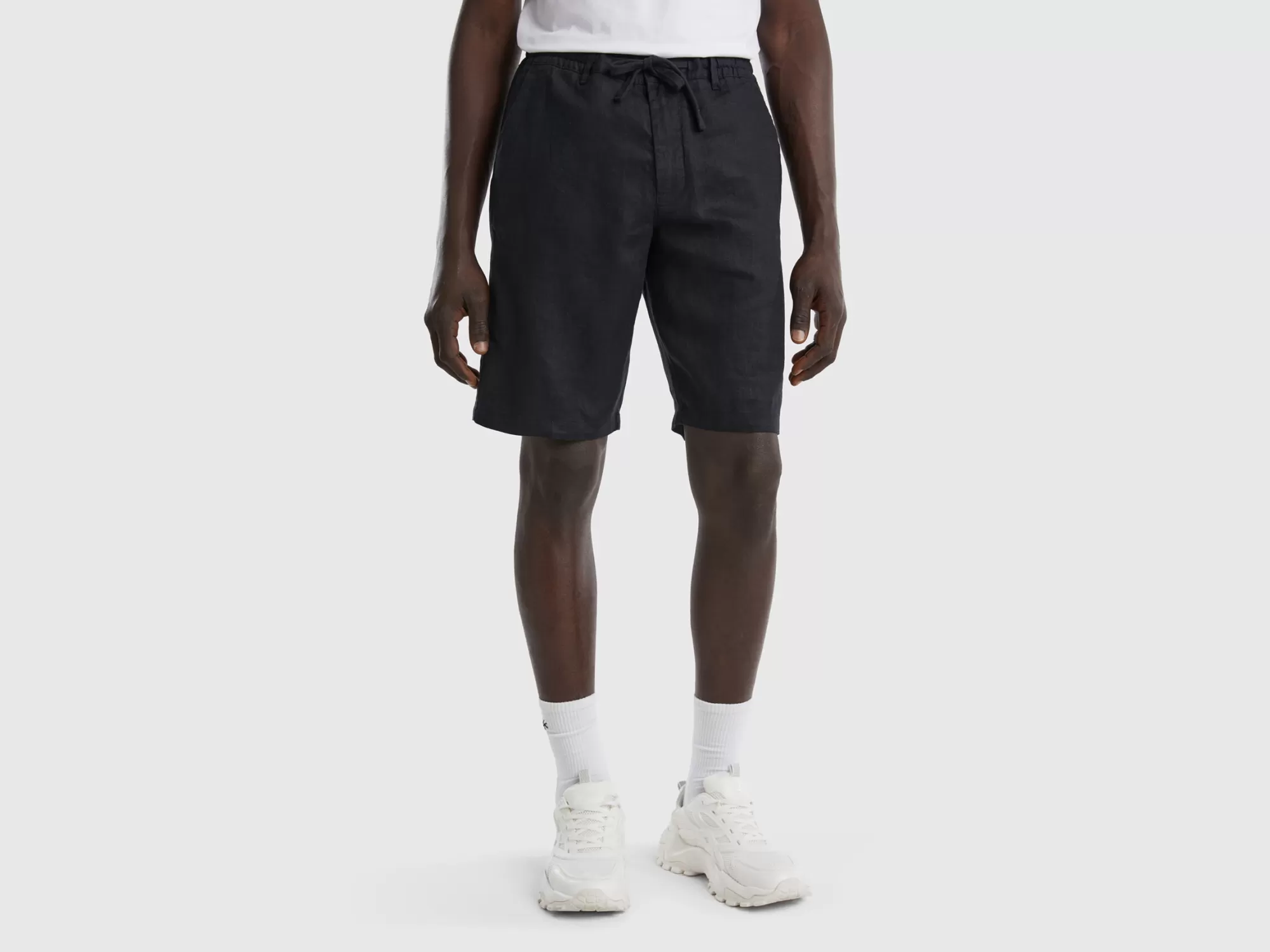 Benetton Bermudas De 100 % Lino-Hombre Pantalones Y Chinos