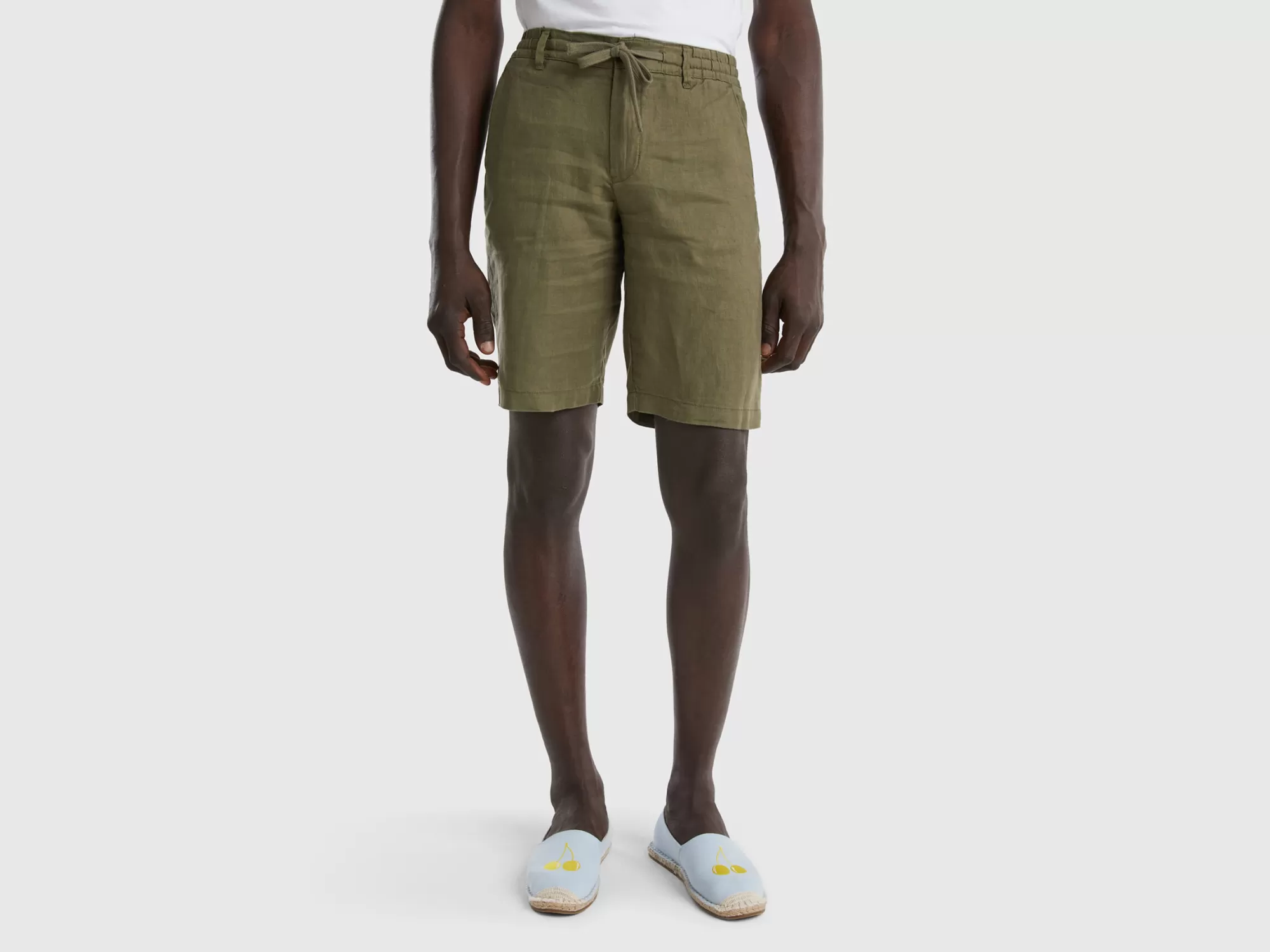 Benetton Bermudas De 100 % Lino-Hombre Pantalones Y Chinos