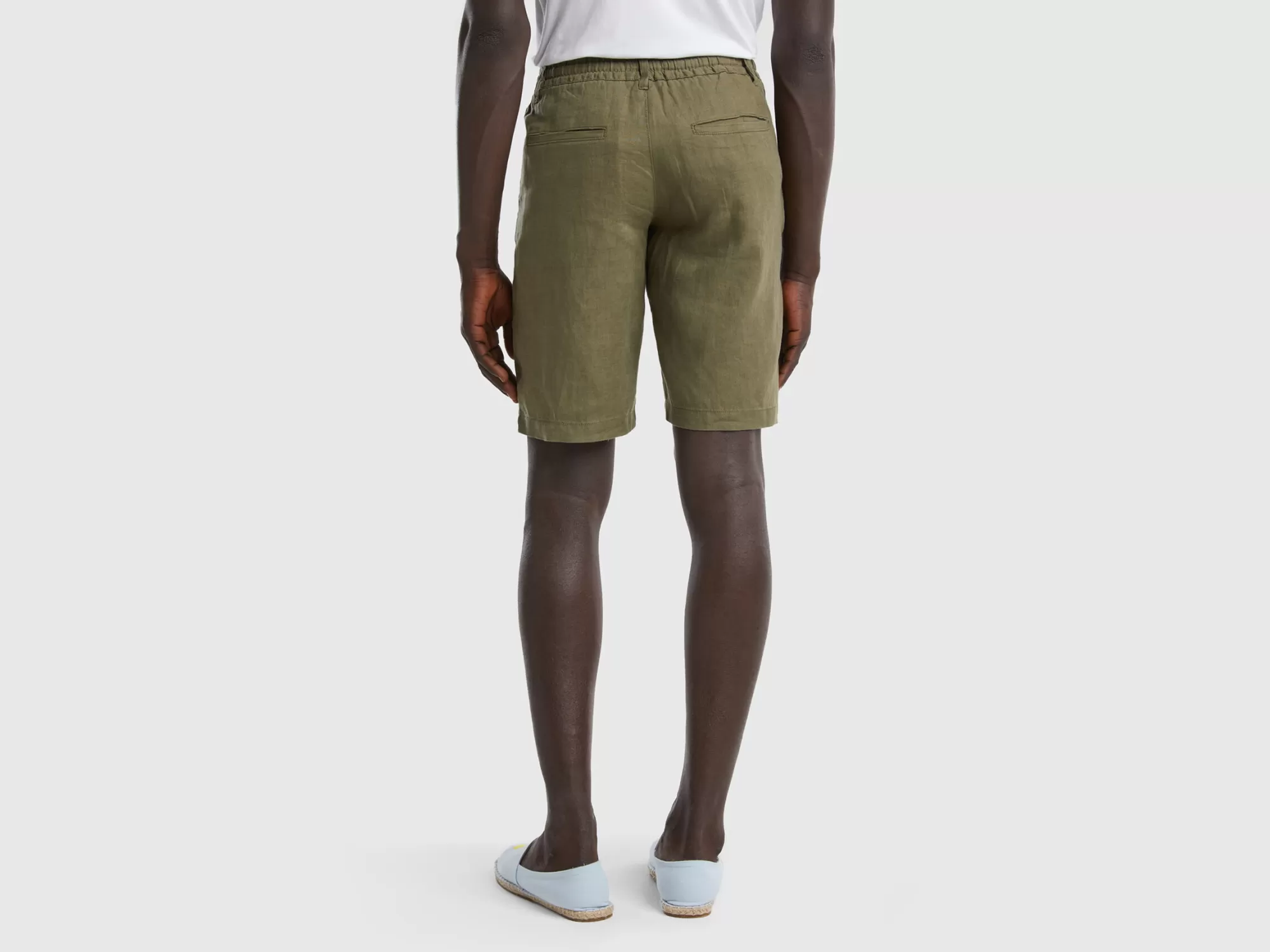 Benetton Bermudas De 100 % Lino-Hombre Pantalones Y Chinos