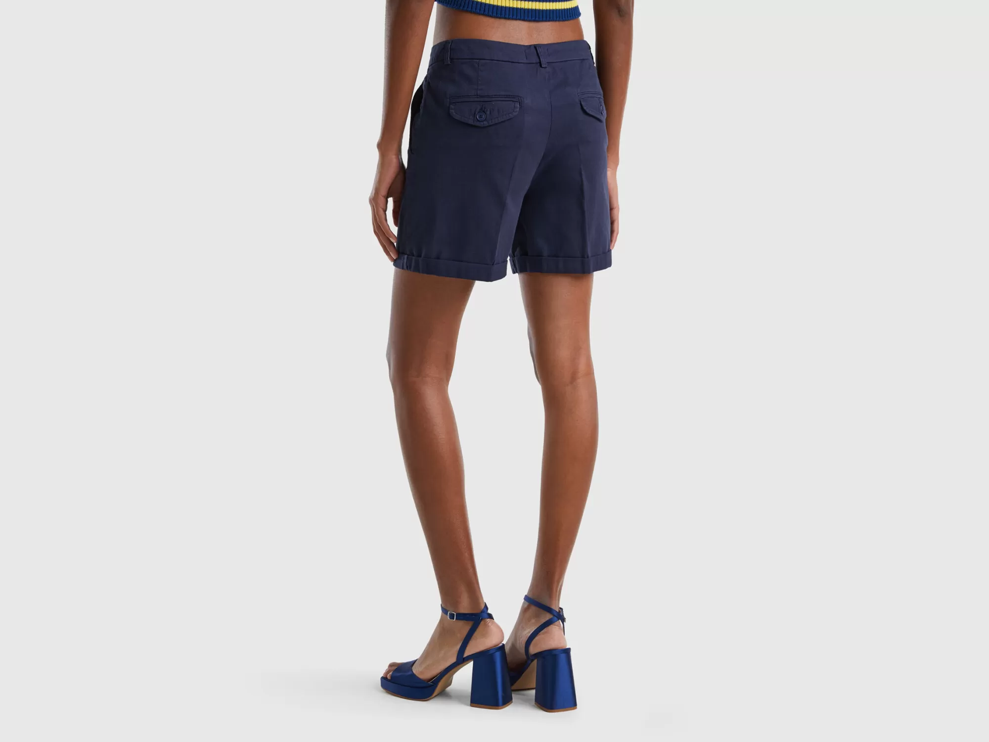 Benetton Bermudas De Algodón Elastico-Mujer Pantalones Y Chinos