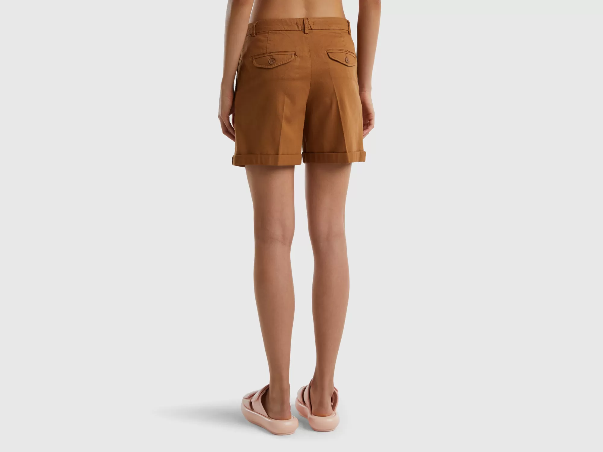 Benetton Bermudas De Algodón Elastico-Mujer Pantalones Y Chinos