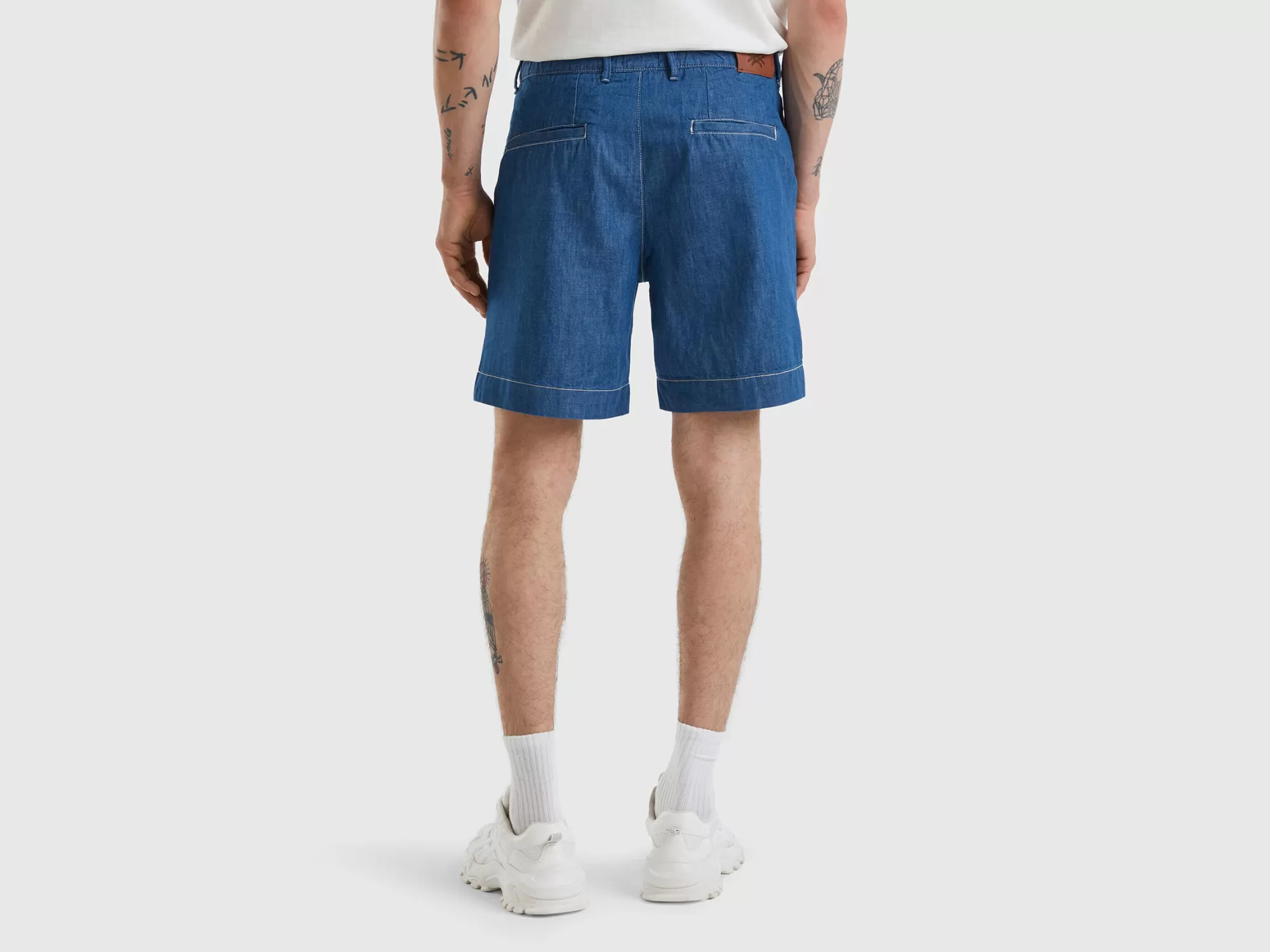 Benetton Bermudas De Cambray Con Cordon-Hombre Pantalones Y Chinos