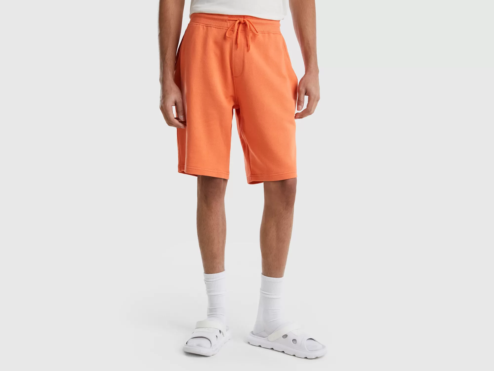 Benetton Bermudas De Felpa De 100 % Algodón-Hombre Pantalones Y Chinos