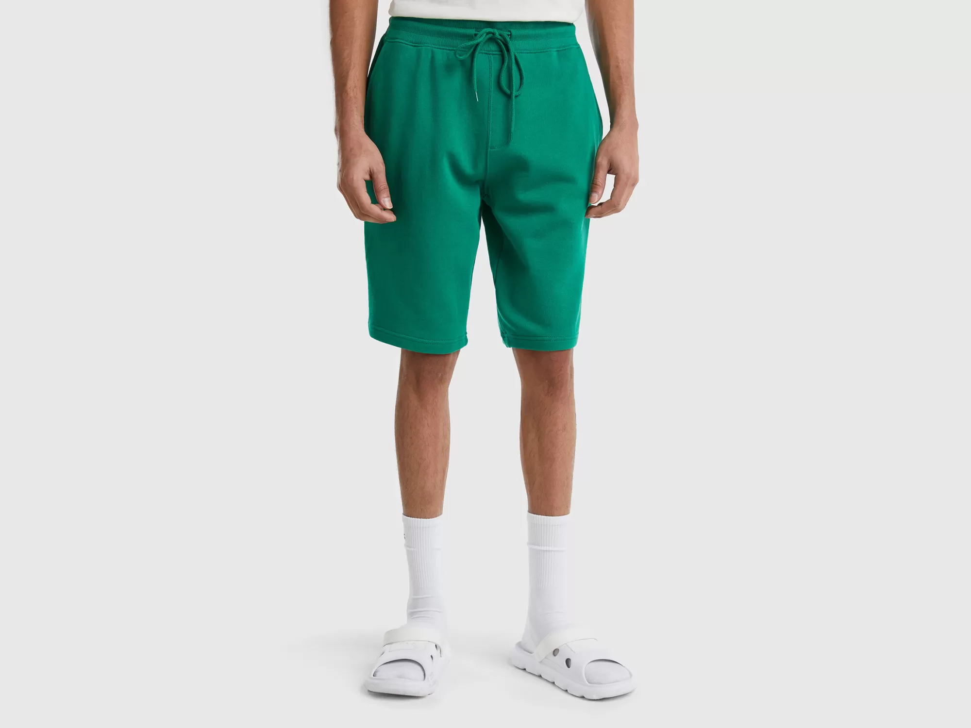 Benetton Bermudas De Felpa De 100 % Algodón-Hombre Pantalones Y Chinos