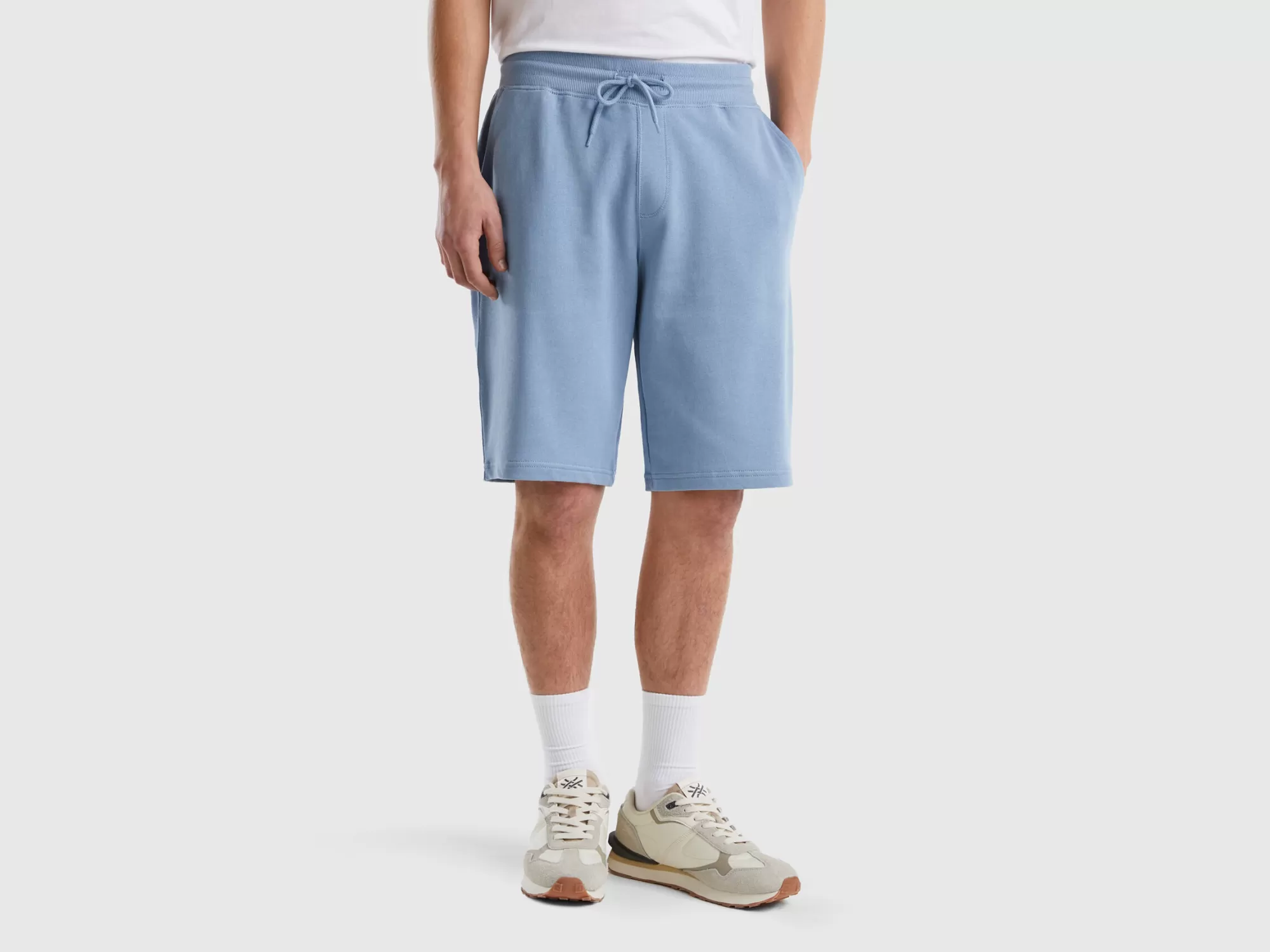 Benetton Bermudas De Felpa De 100 % Algodón-Hombre Pantalones Y Chinos