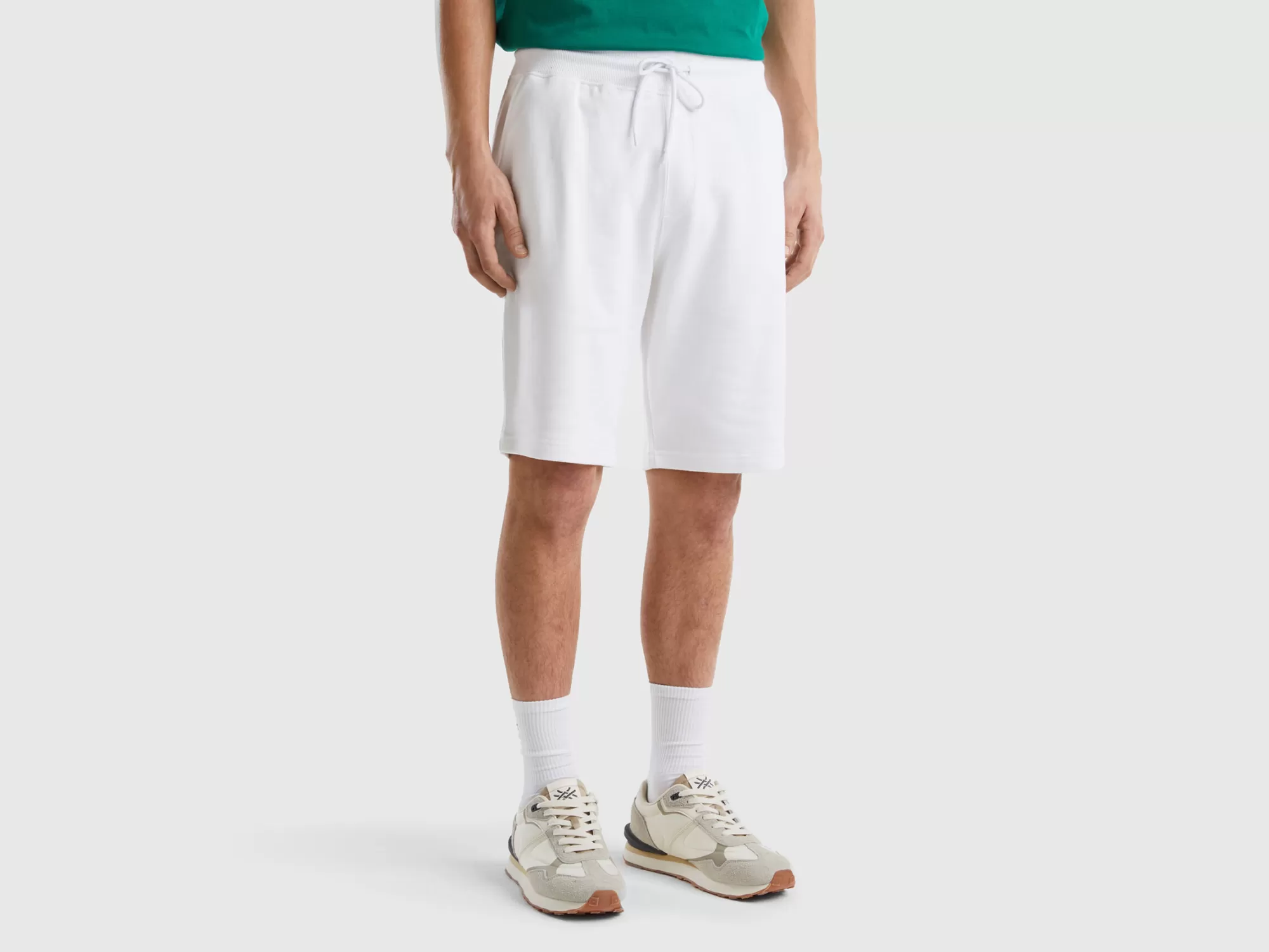 Benetton Bermudas De Felpa De 100 % Algodón-Hombre Pantalones Y Chinos