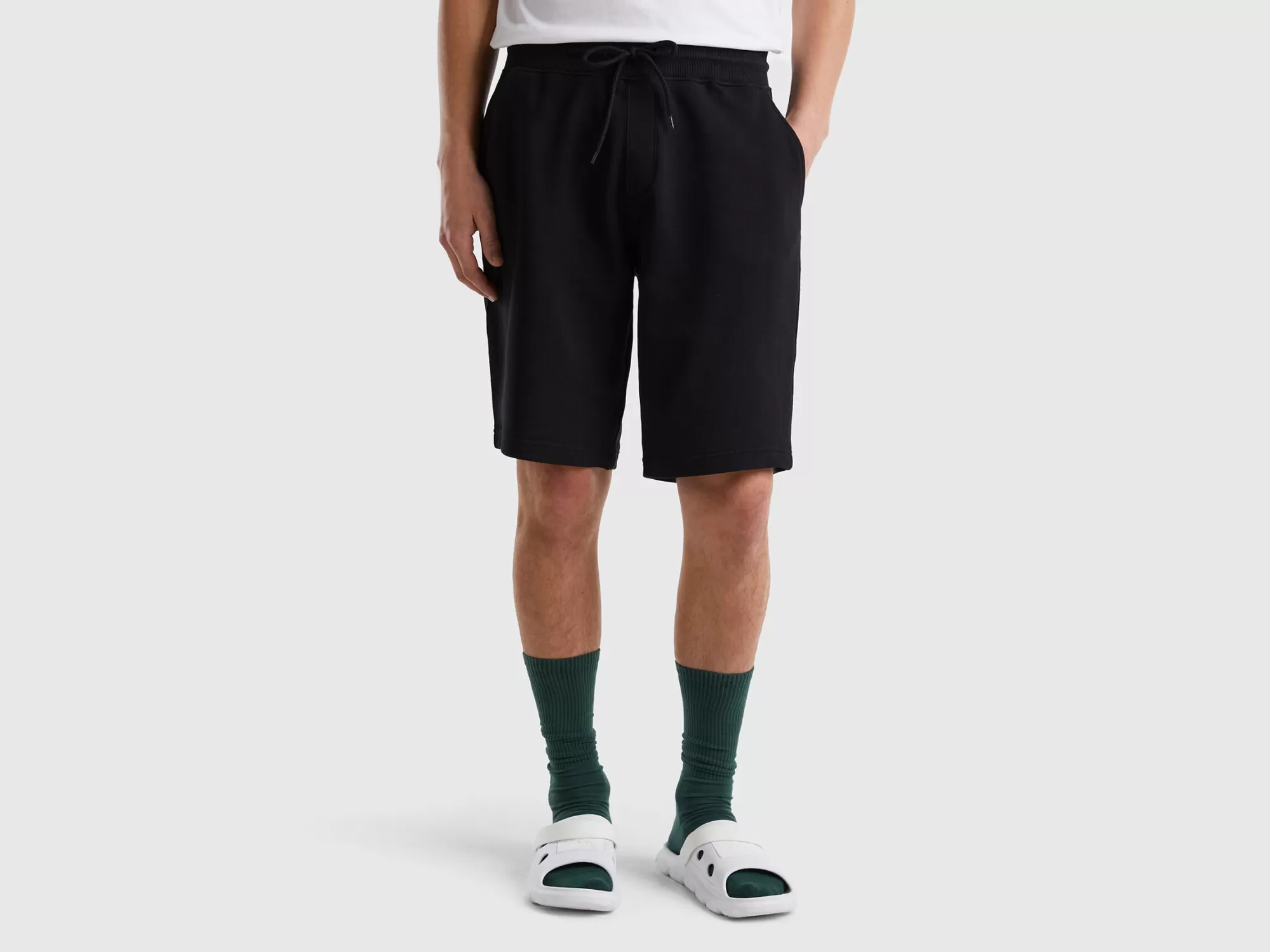 Benetton Bermudas De Felpa De 100 % Algodón-Hombre Pantalones Y Chinos