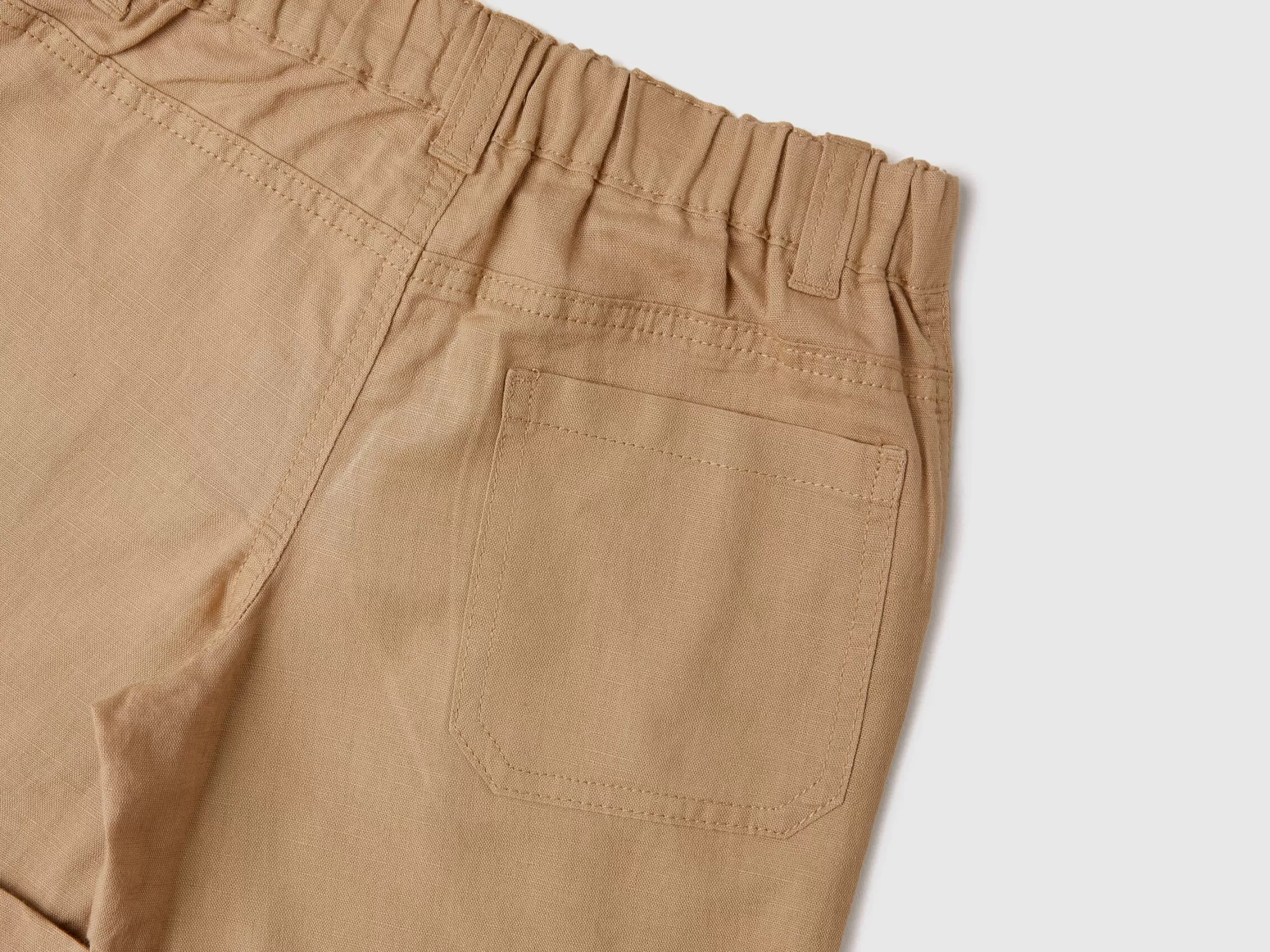 Benetton Bermudas De Lino Mixto Con Vuelta-Niños Pantalones Y Vaqueros