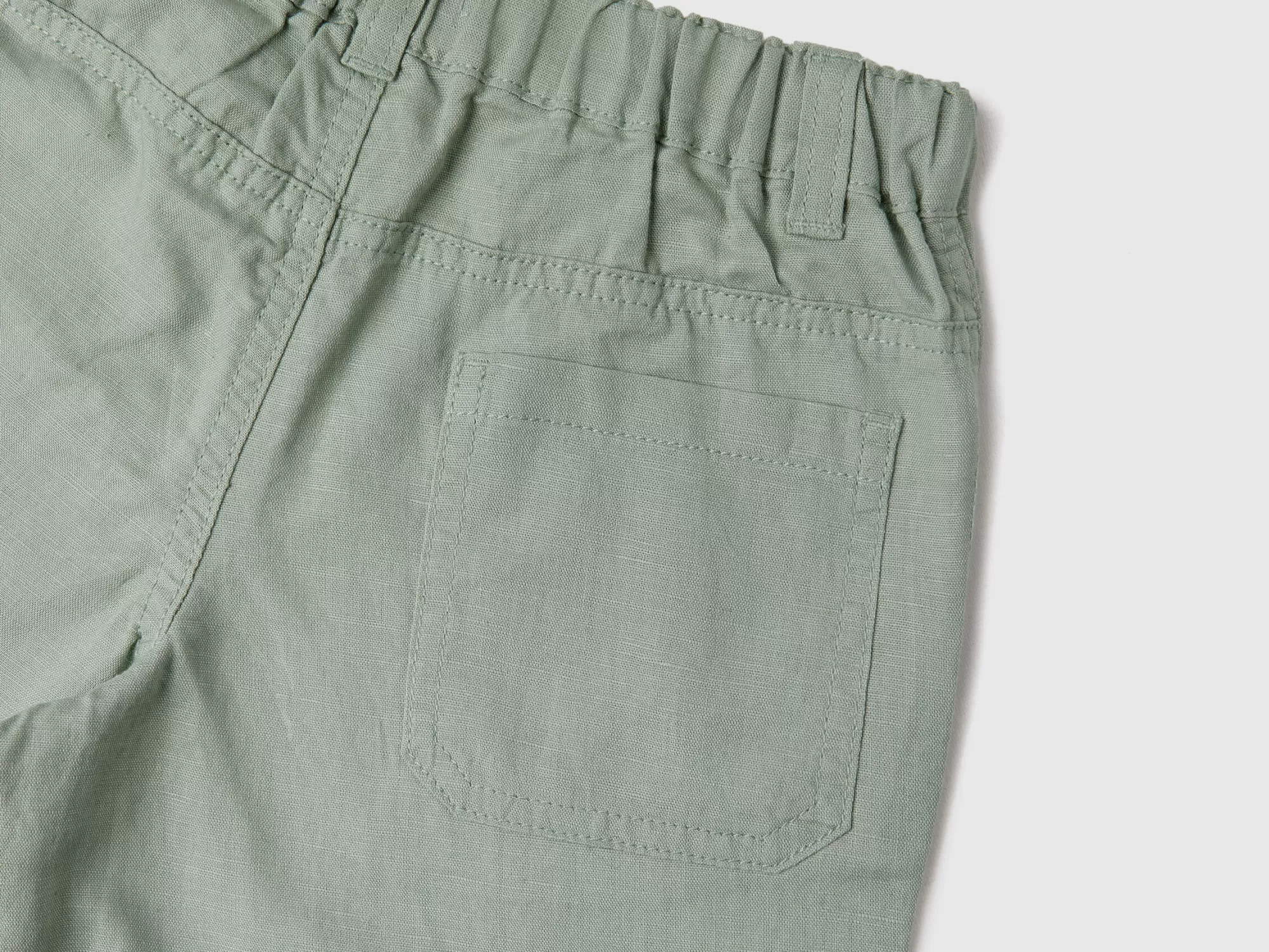 Benetton Bermudas De Lino Mixto Con Vuelta-Niños Pantalones Y Vaqueros