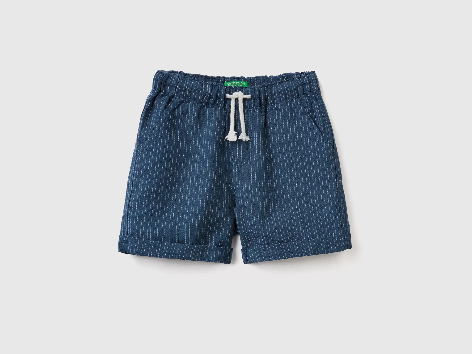 Benetton Bermudas De Lino Mixto De Rayas-Niños Pantalones Y Vaqueros