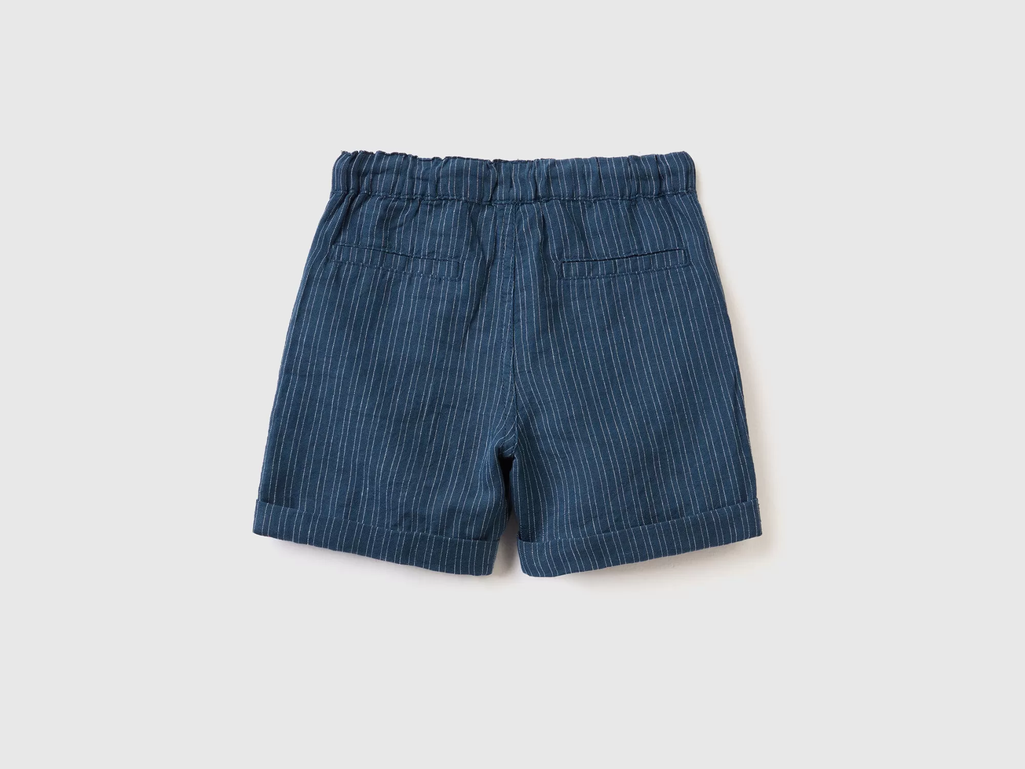 Benetton Bermudas De Lino Mixto De Rayas-Niños Pantalones Y Vaqueros