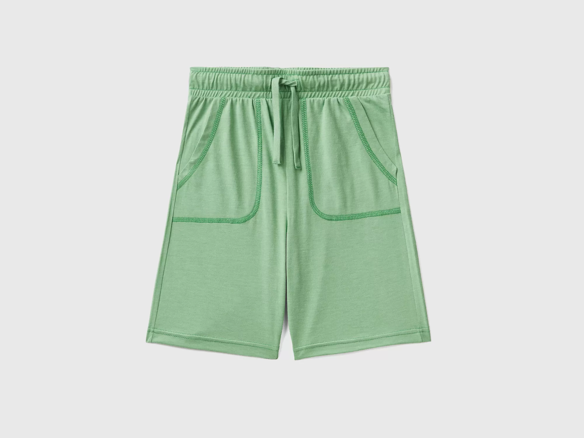 Benetton Bermudas De Tejido Reciclado Con Bolsillos-Niños Pantalones Y Vaqueros