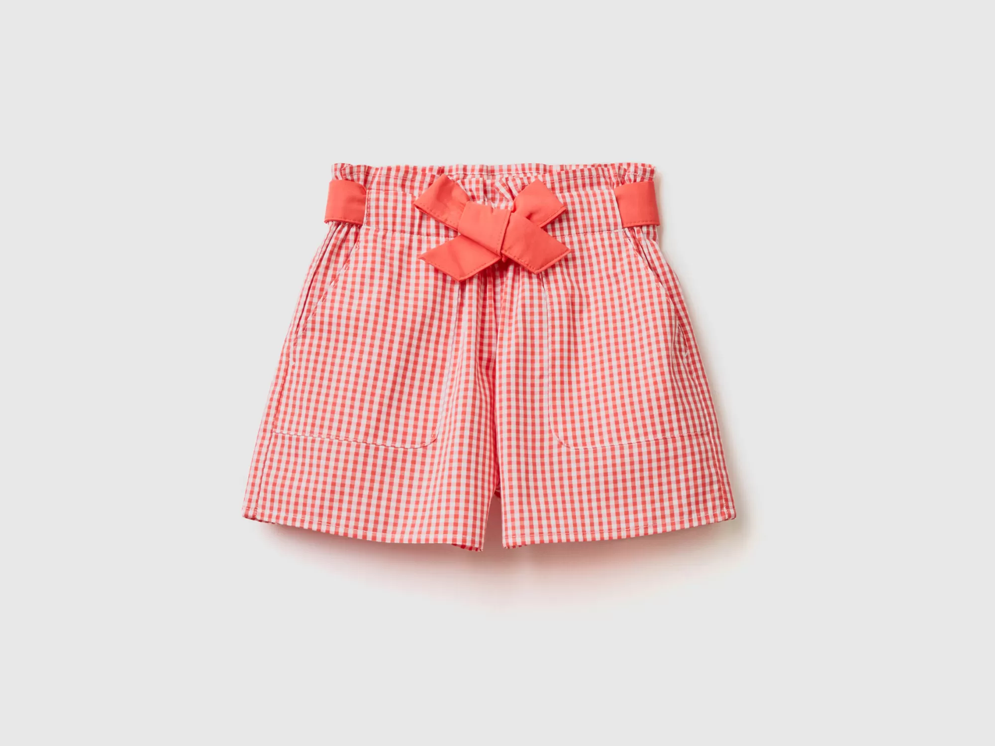 Benetton Bermudas De Vichy Con Cinturon-Niños Pantalones Y Vaqueros