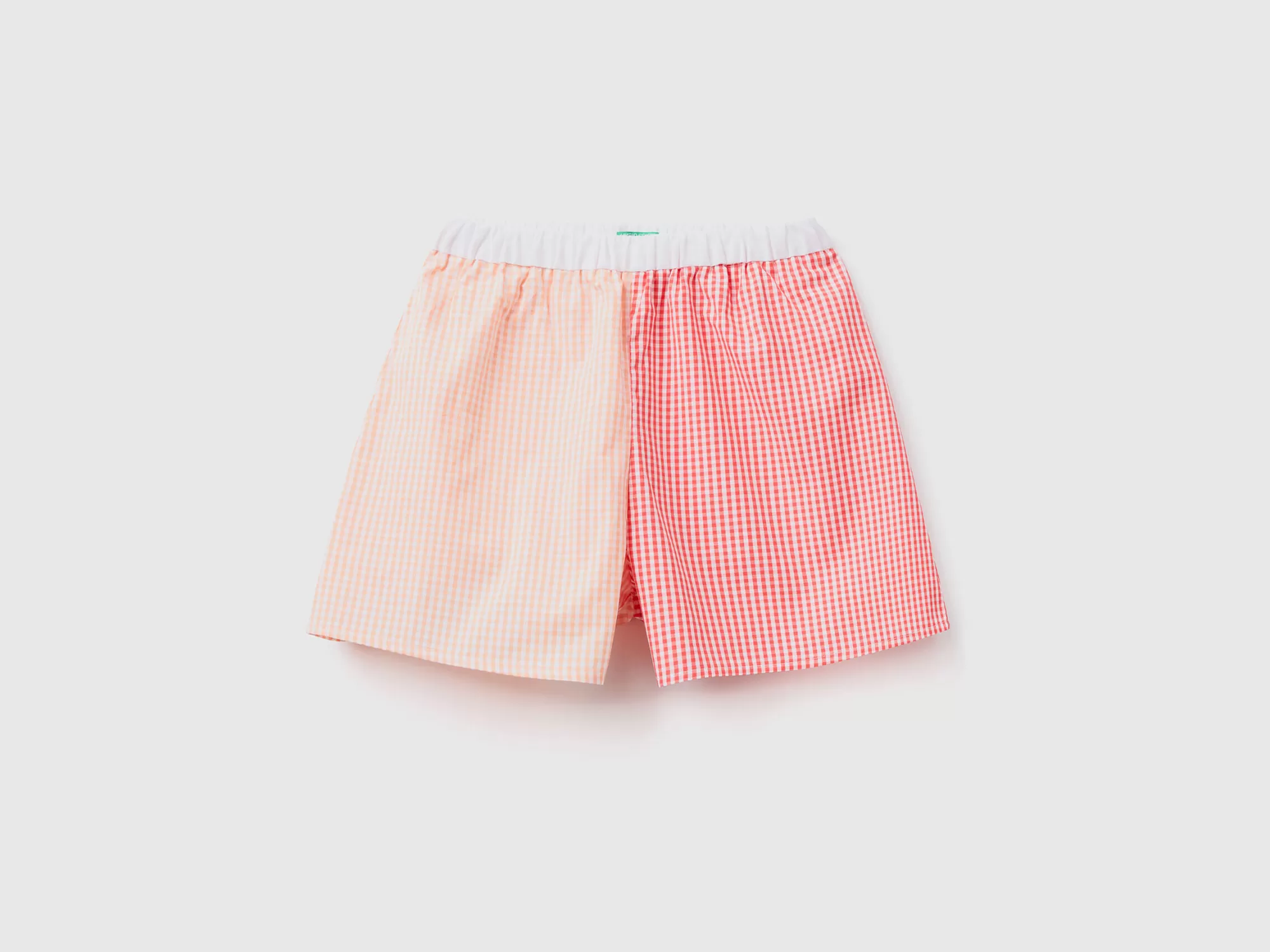 Benetton Bermudas De Vichy De 100 % Algodón-Niños Pantalones Y Vaqueros