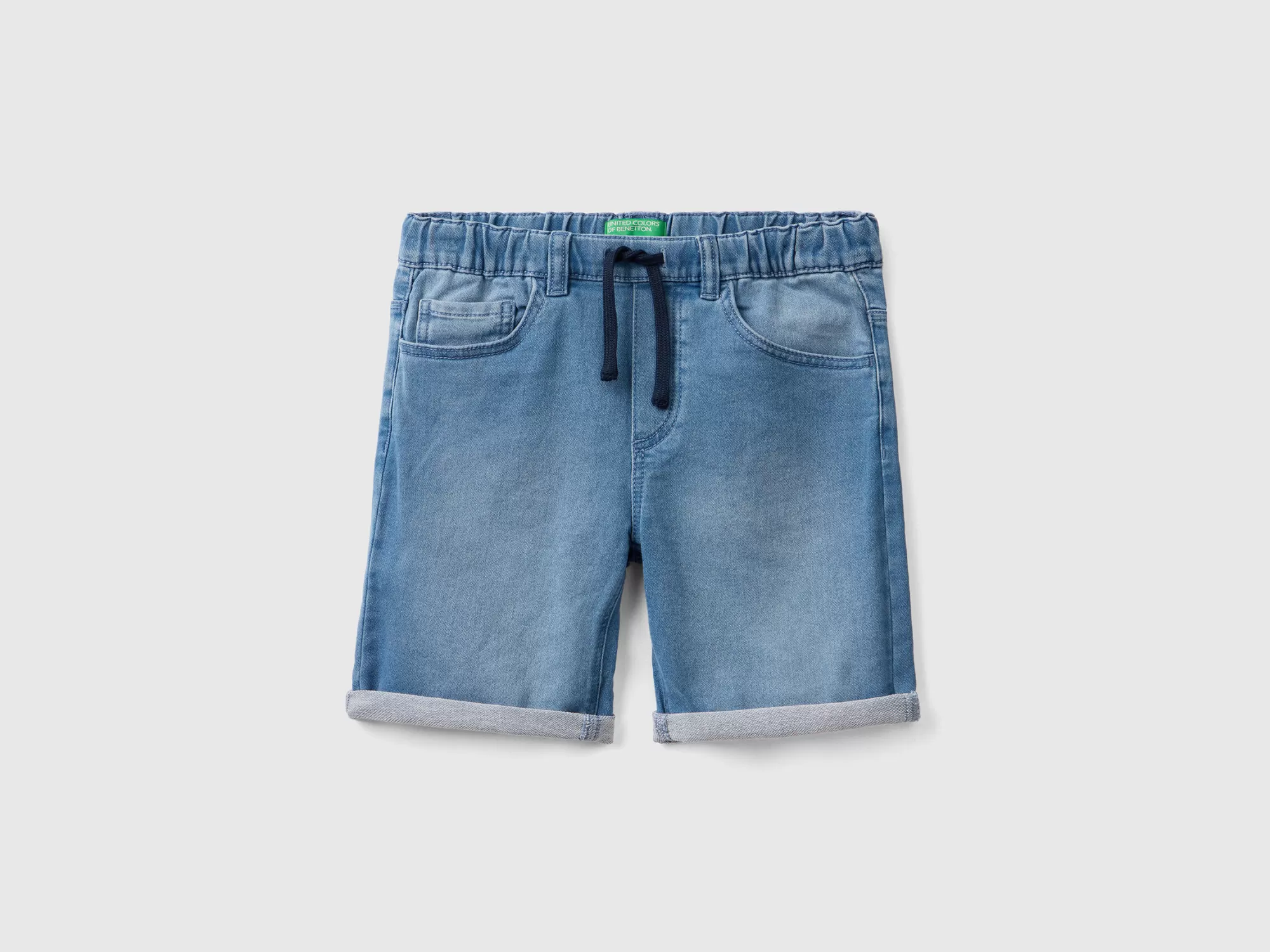 Benetton Bermudas En Denim Elastico-Niños Pantalones Y Vaqueros