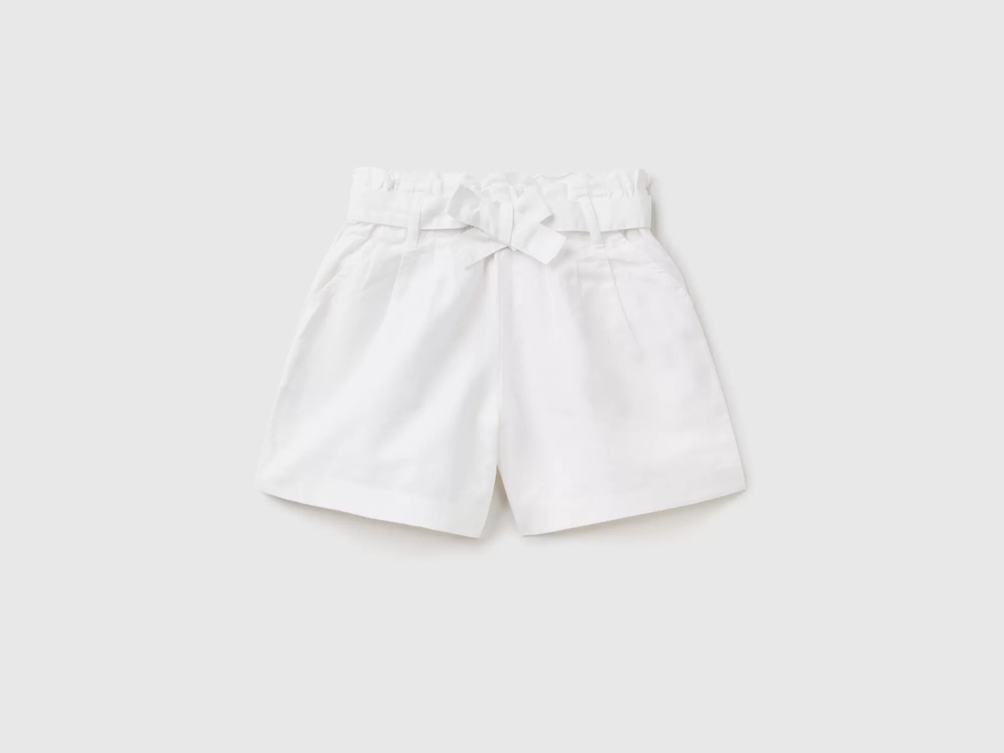 Benetton Bermudas Paperbag De Lino Mixto-Niños Pantalones Y Vaqueros