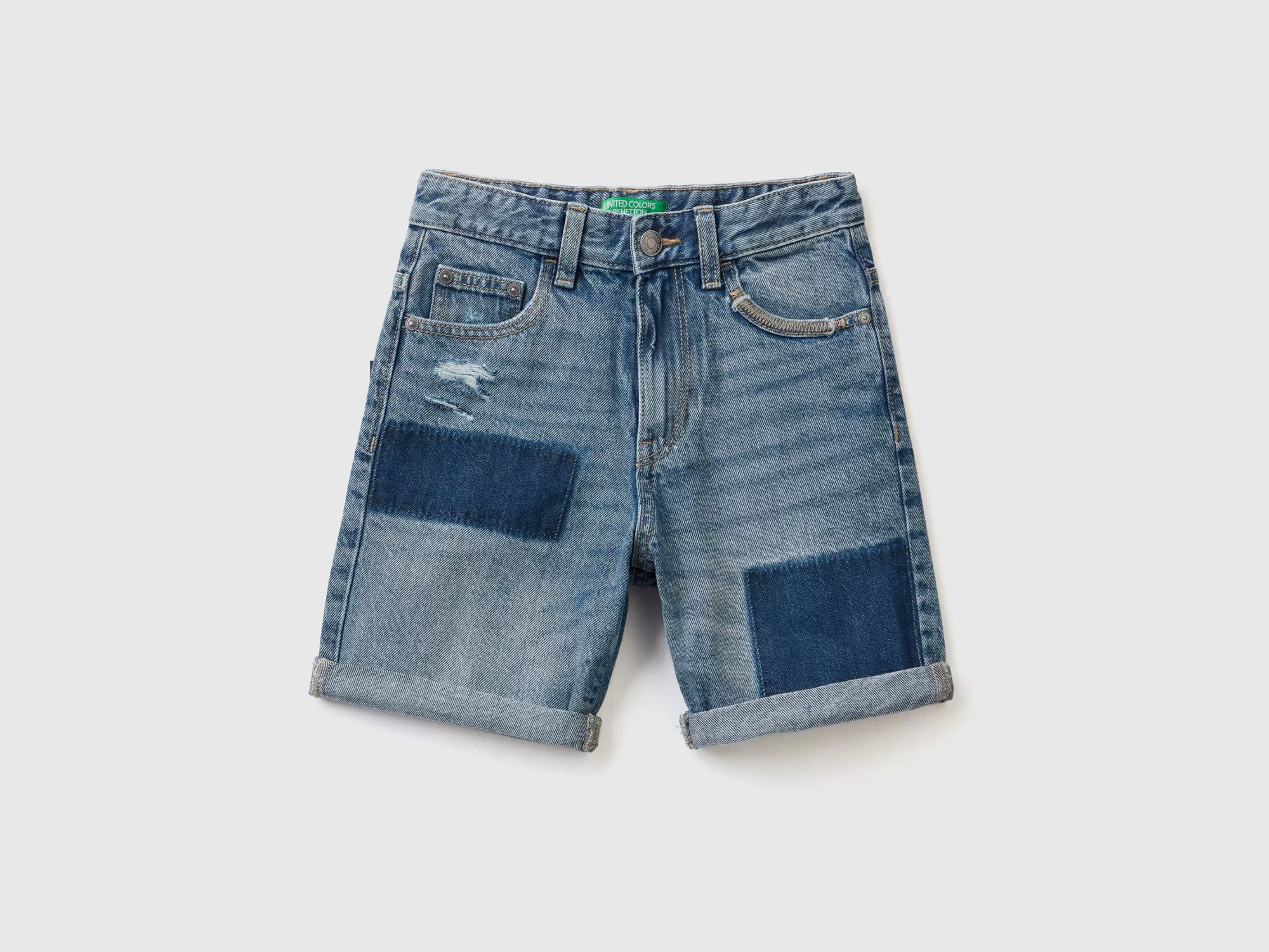 Benetton Bermudas Vaqueras Con Rotos-Niños Pantalones Y Vaqueros