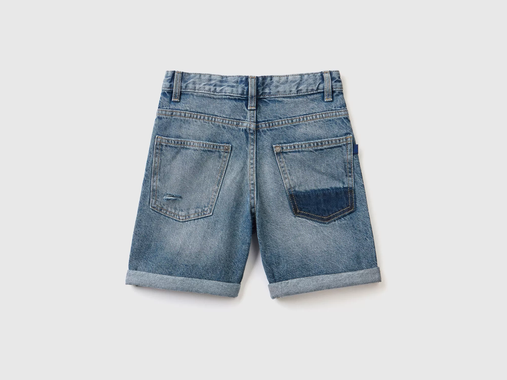 Benetton Bermudas Vaqueras Con Rotos-Niños Pantalones Y Vaqueros