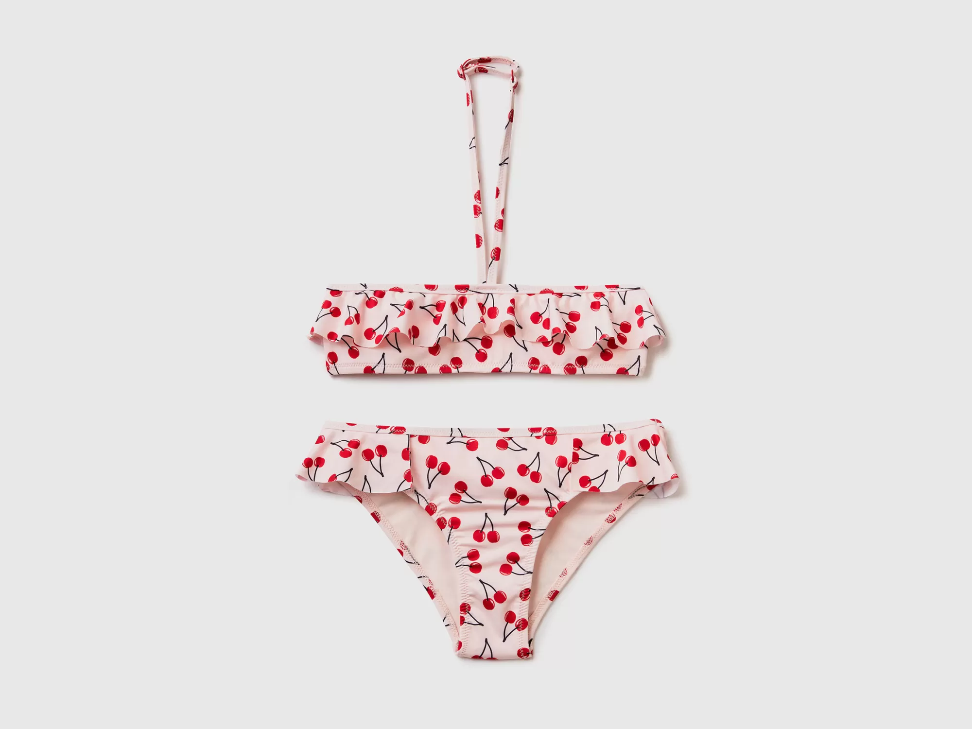 Benetton Bikini Rosa Claro Con Estampado De Cerezas-Niños Banadores Y Ropa De Playa