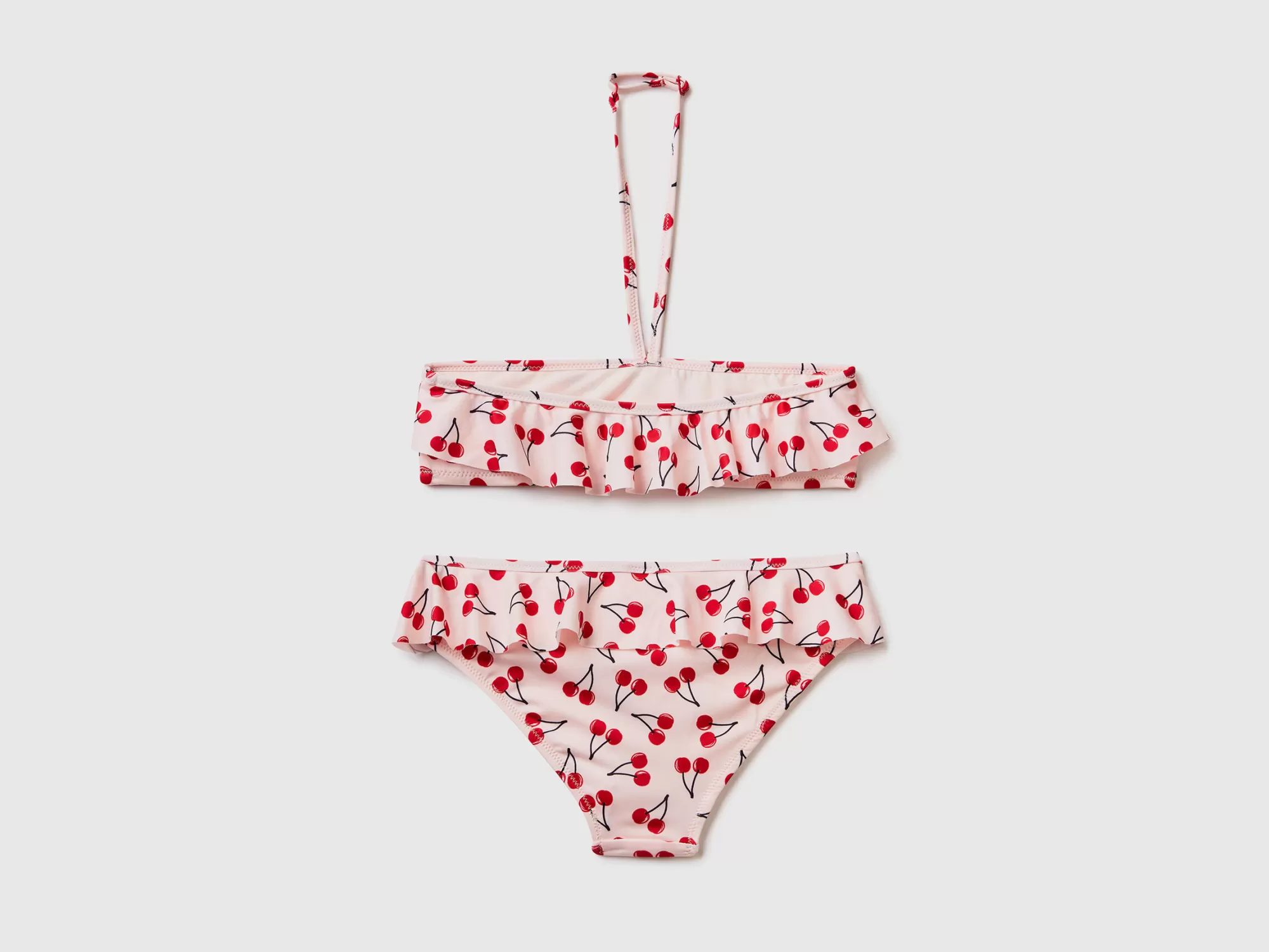 Benetton Bikini Rosa Claro Con Estampado De Cerezas-Niños Banadores Y Ropa De Playa