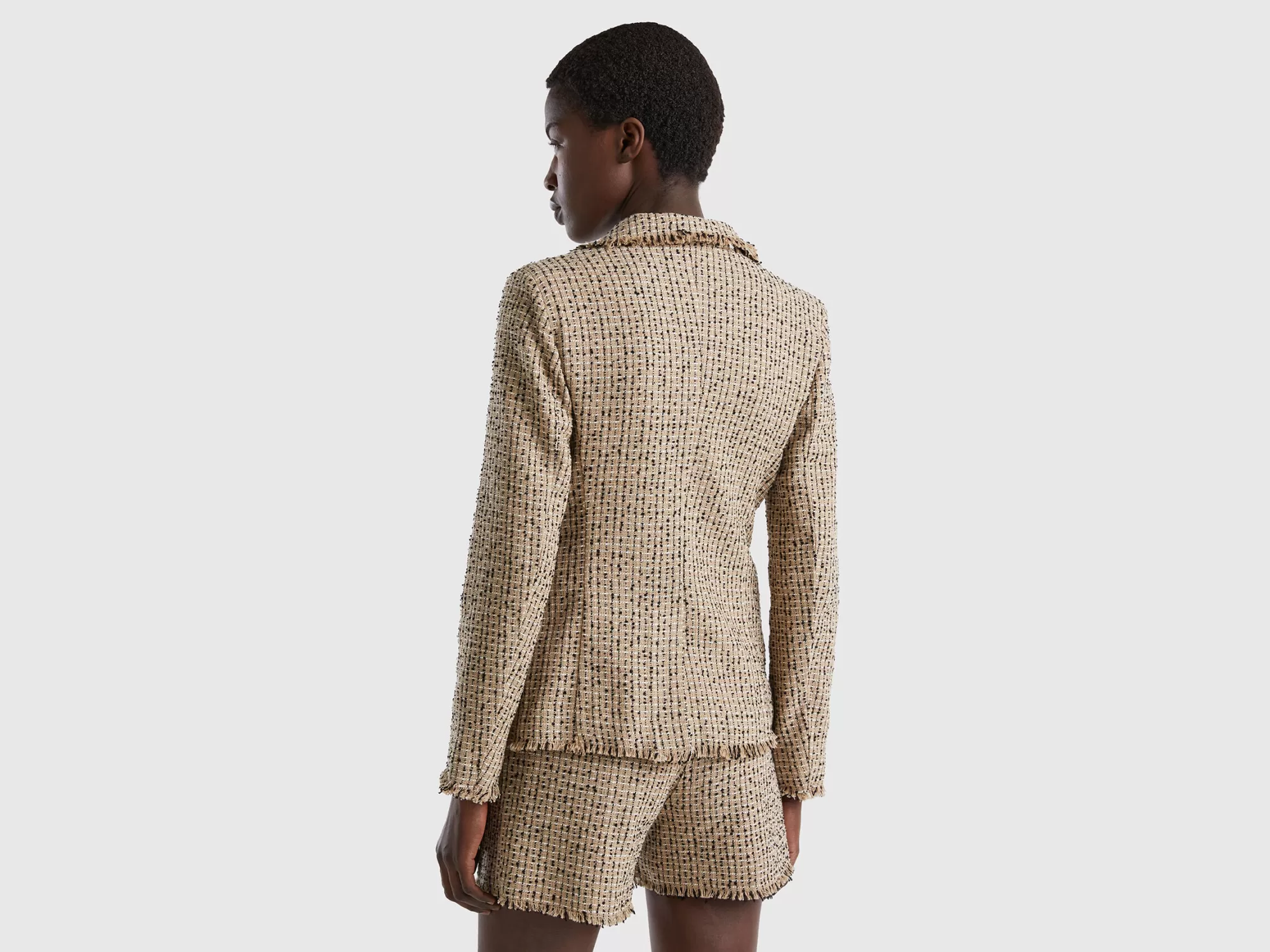 Benetton Blazer Cruzado De Tweed-Mujer Chaquetas Y Abrigos