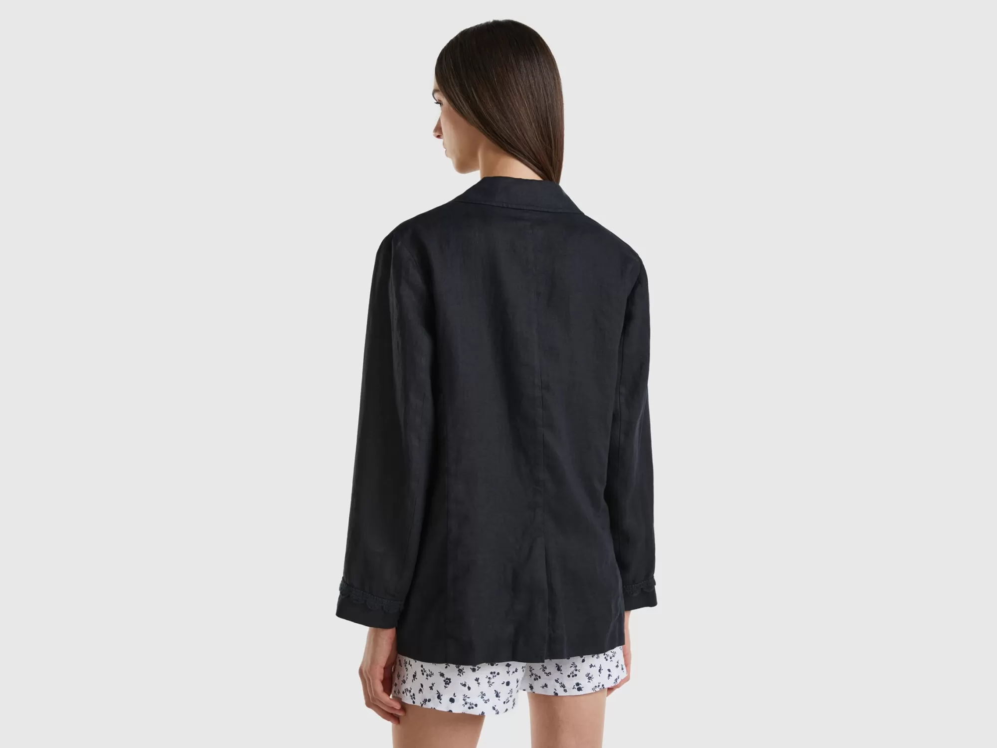 Benetton Blazer De 100 % Lino Sin Forro-Mujer Chaquetas Y Abrigos