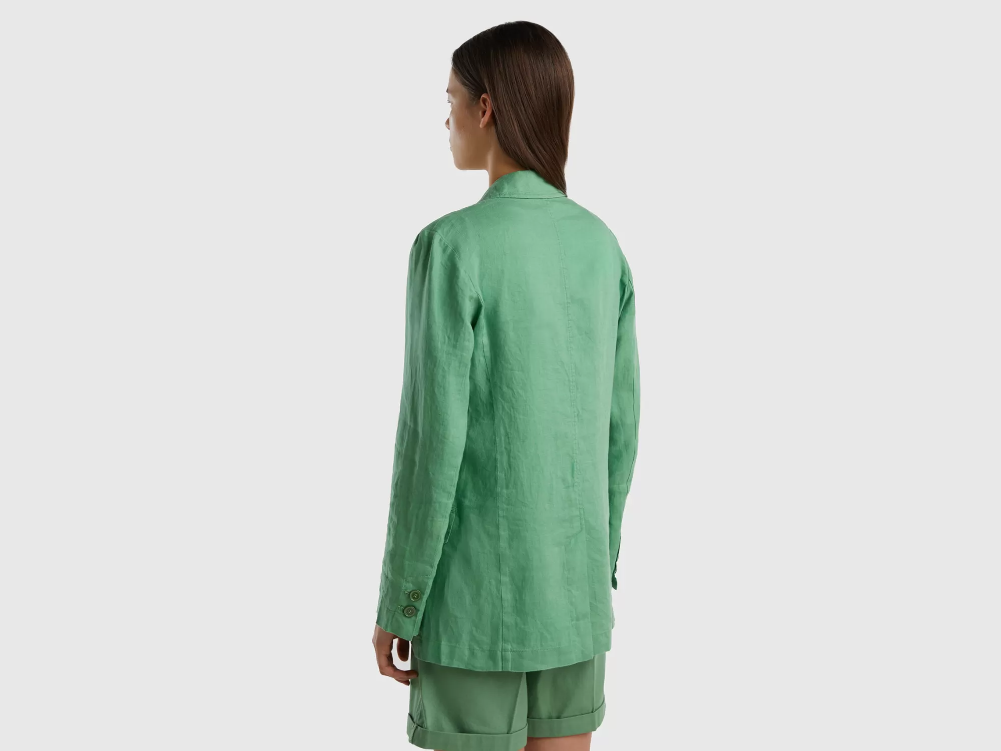 Benetton Blazer De Puro Lino-Mujer Chaquetas Y Abrigos