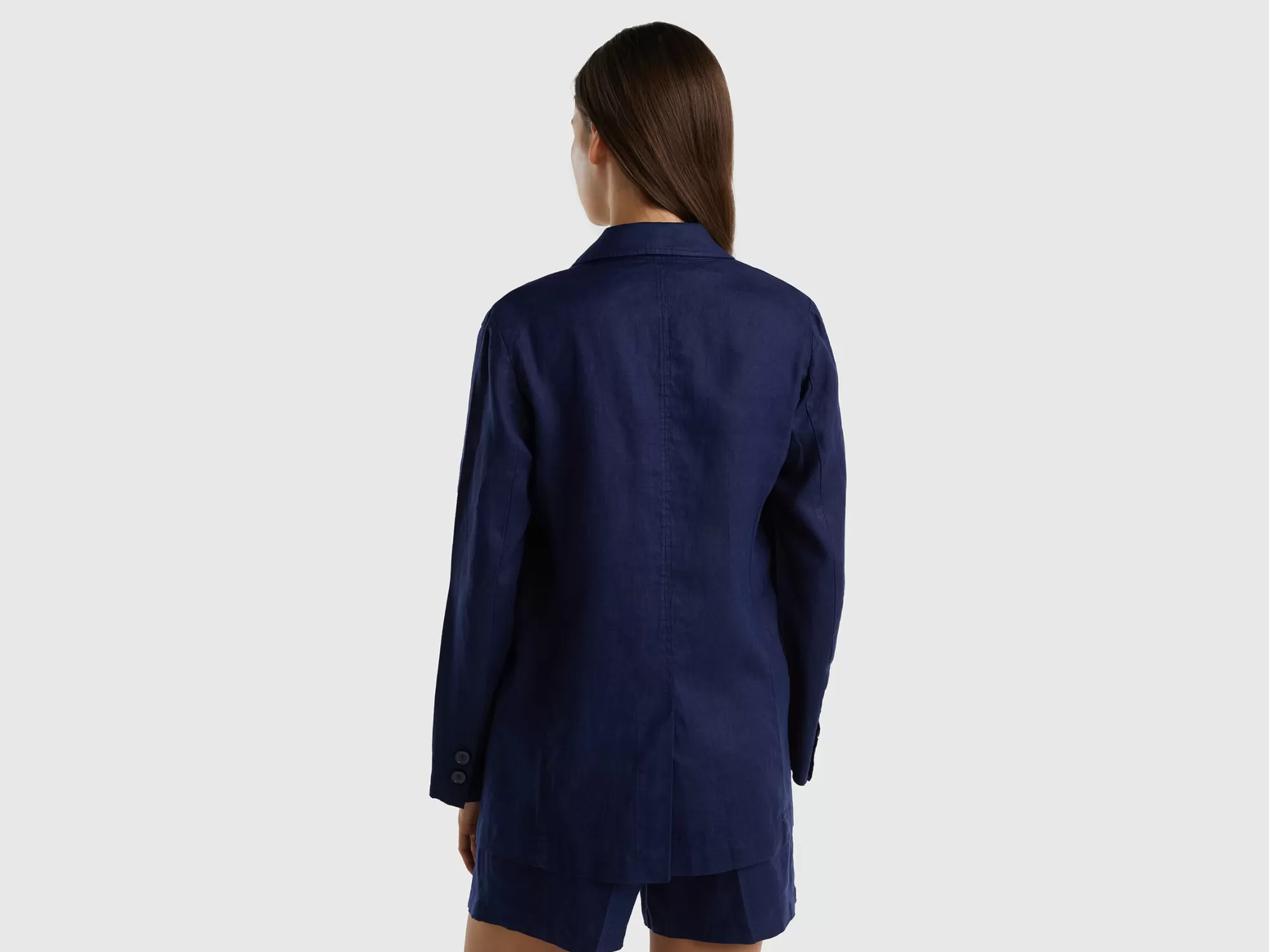 Benetton Blazer De Puro Lino-Mujer Chaquetas Y Abrigos