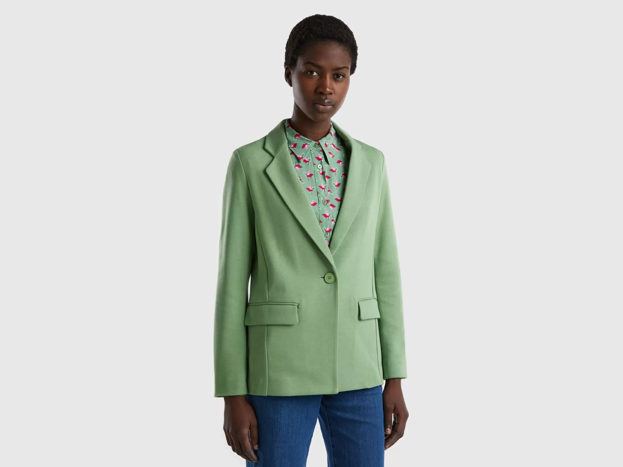 Benetton Blazer Entallado Con Bolsillos-Mujer Chaquetas Y Abrigos