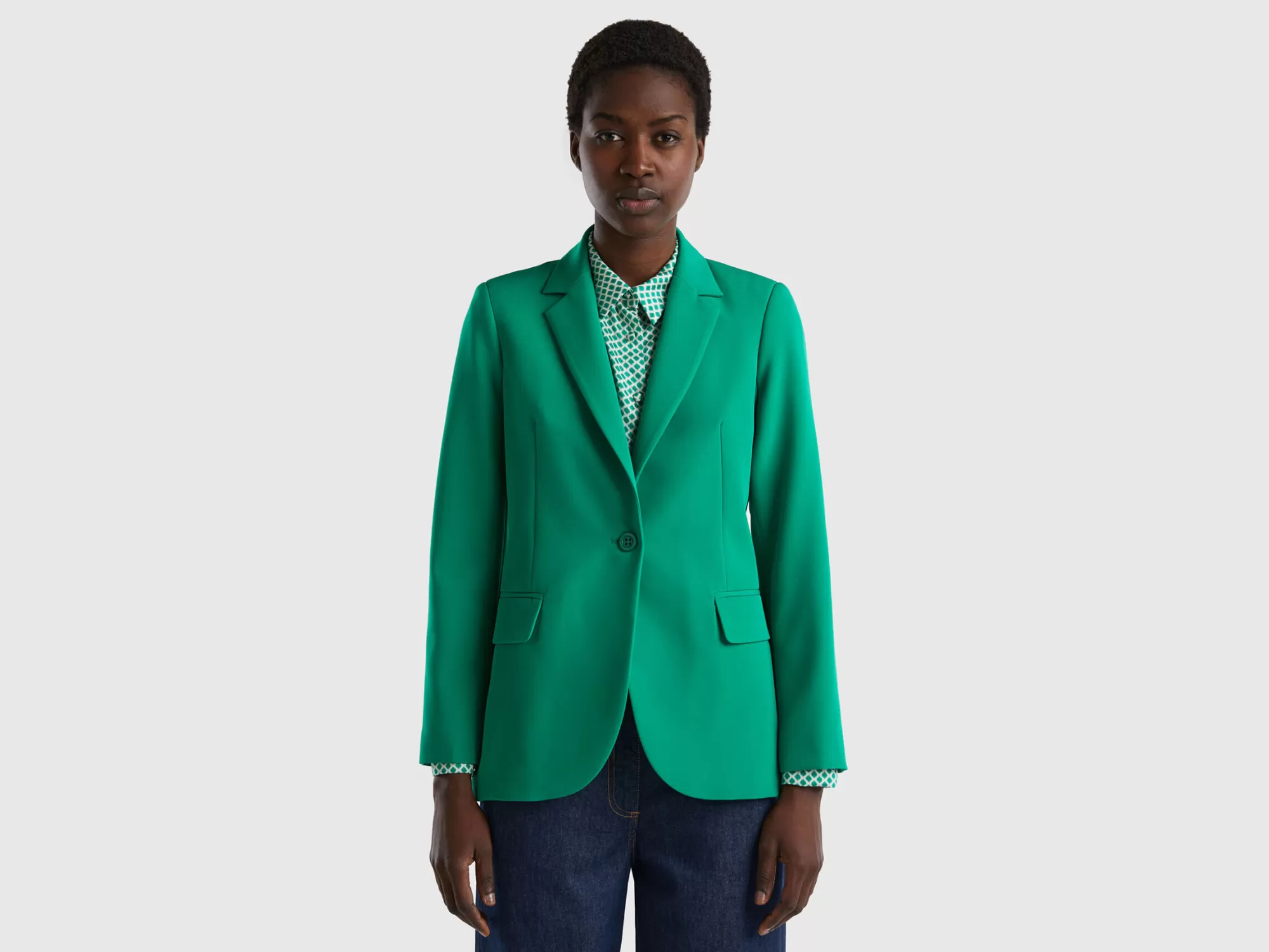 Benetton Blazer Recto Forrado-Mujer Chaquetas Y Abrigos