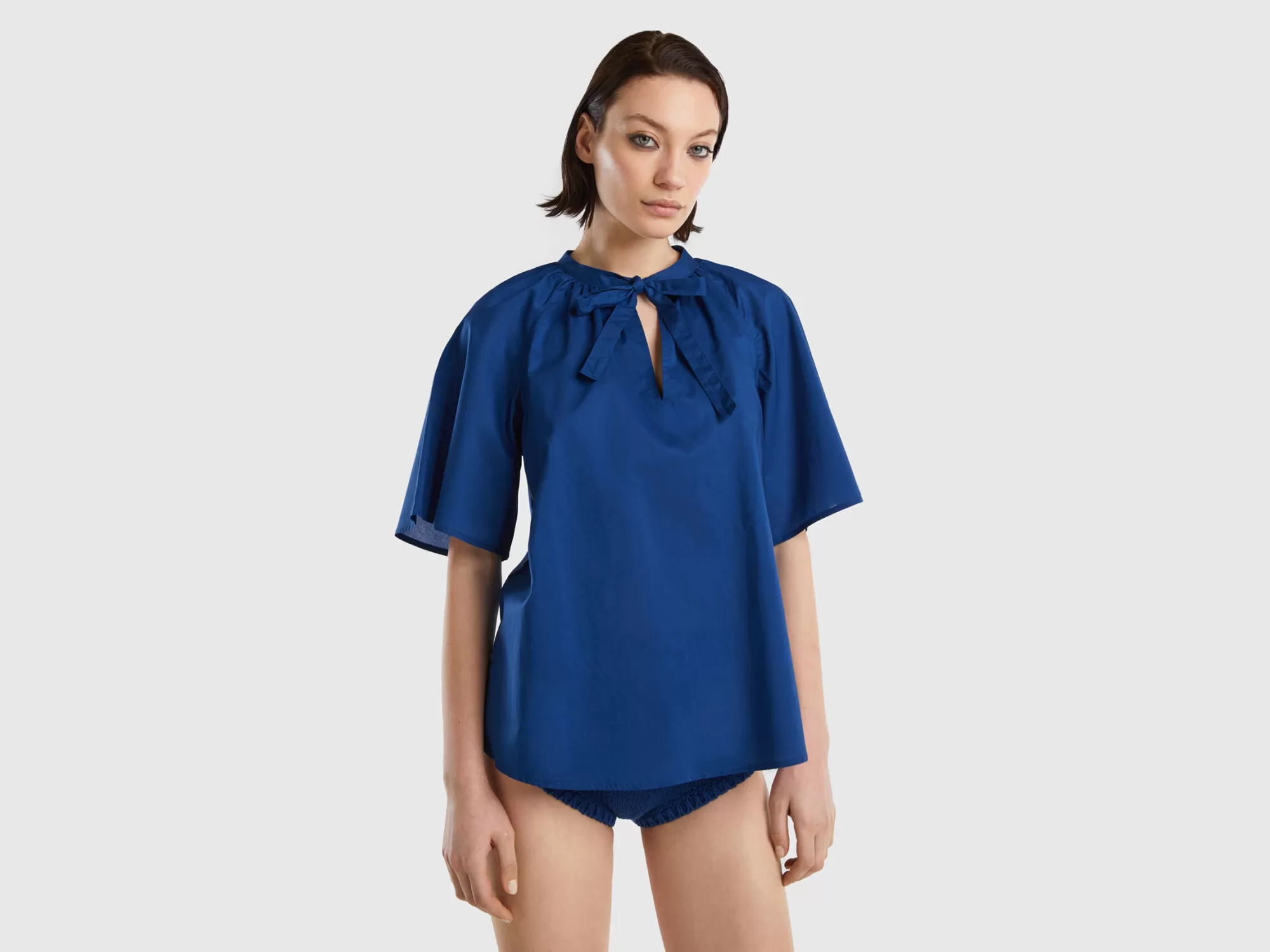 Benetton Blusa Con Lazada-Mujer Camisas Y Blusas